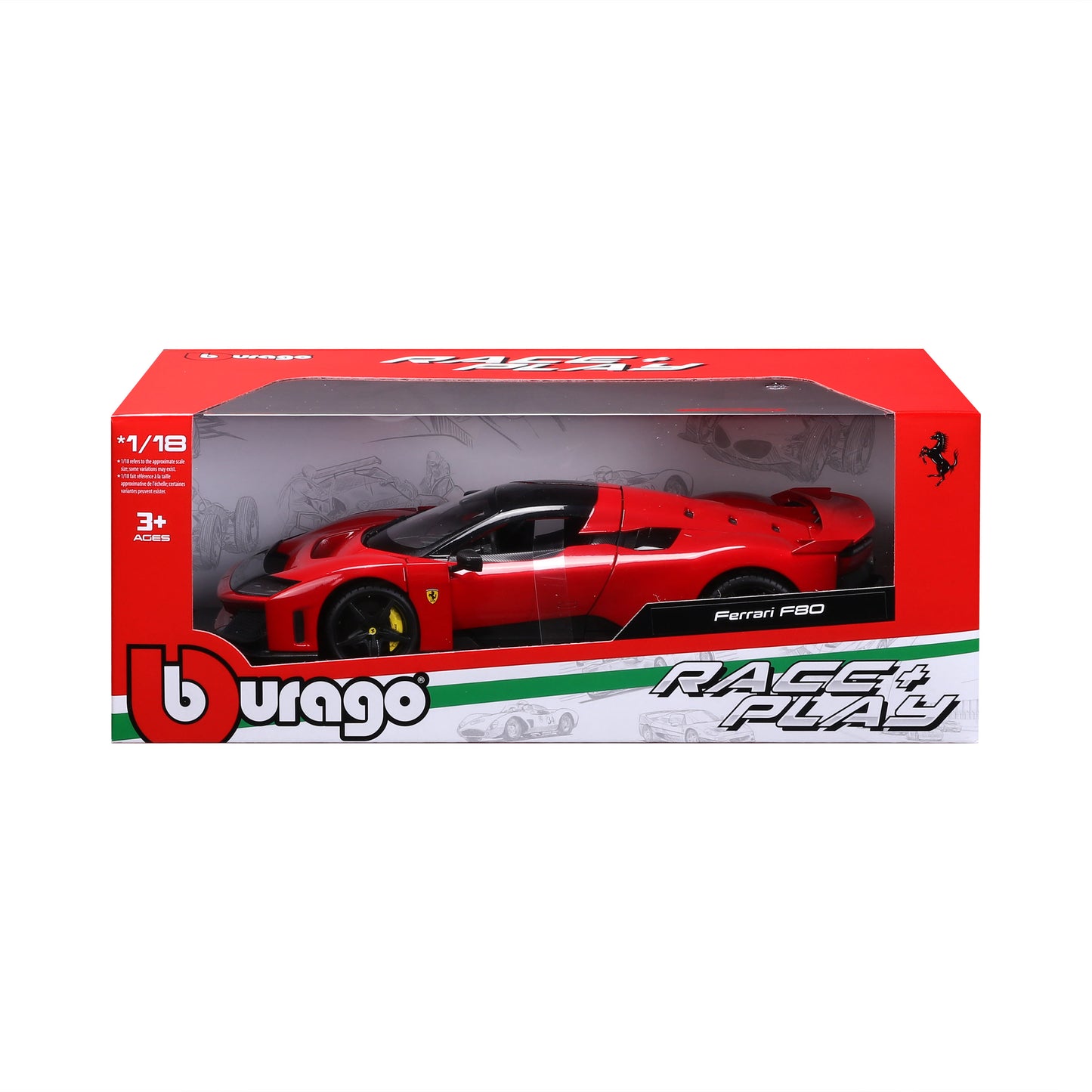 Bburago 1/18 Scale Diecast Ferrari F80 Sports Car - Red Highly Detailed Collectible Model
