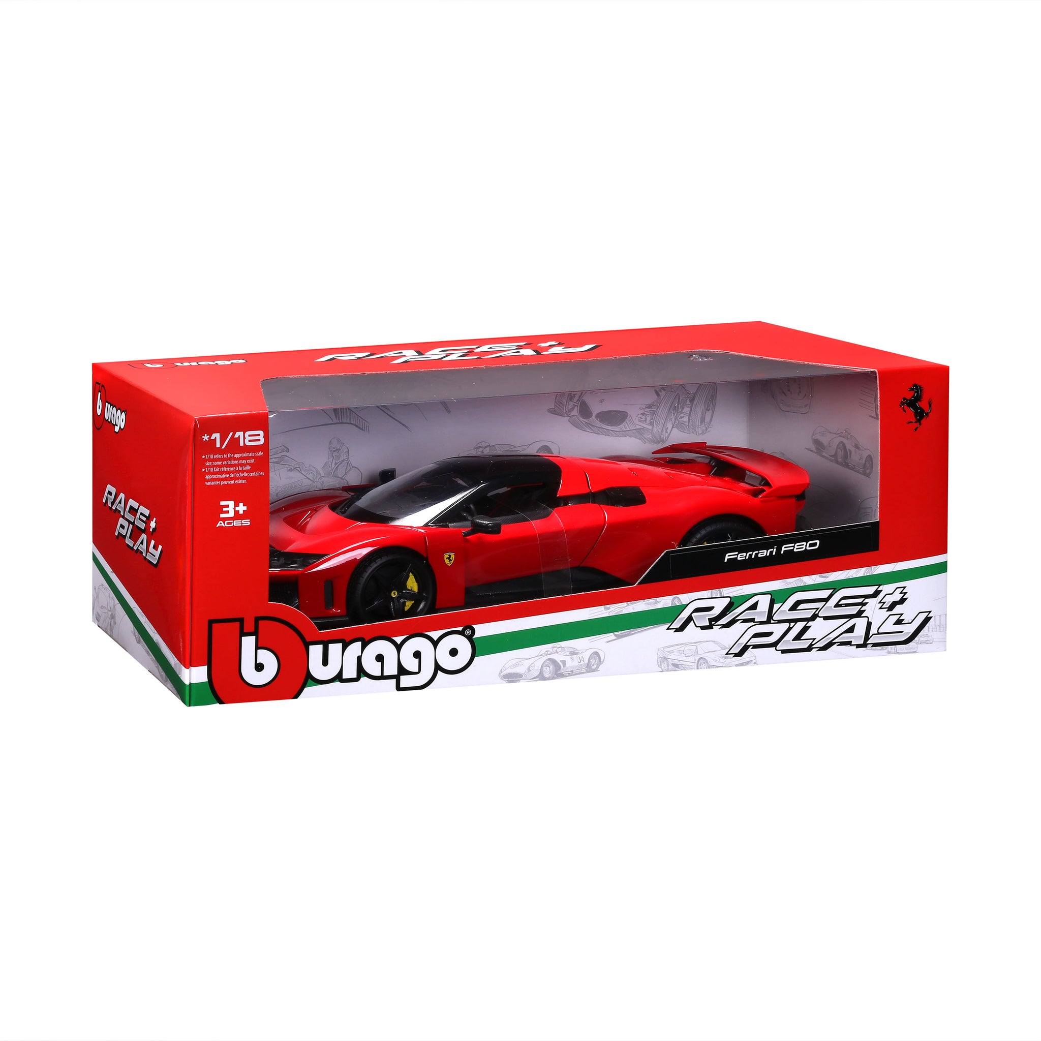Bburago 1/18 Scale Diecast Ferrari F80 Sports Car - Red Highly Detailed Collectible Model