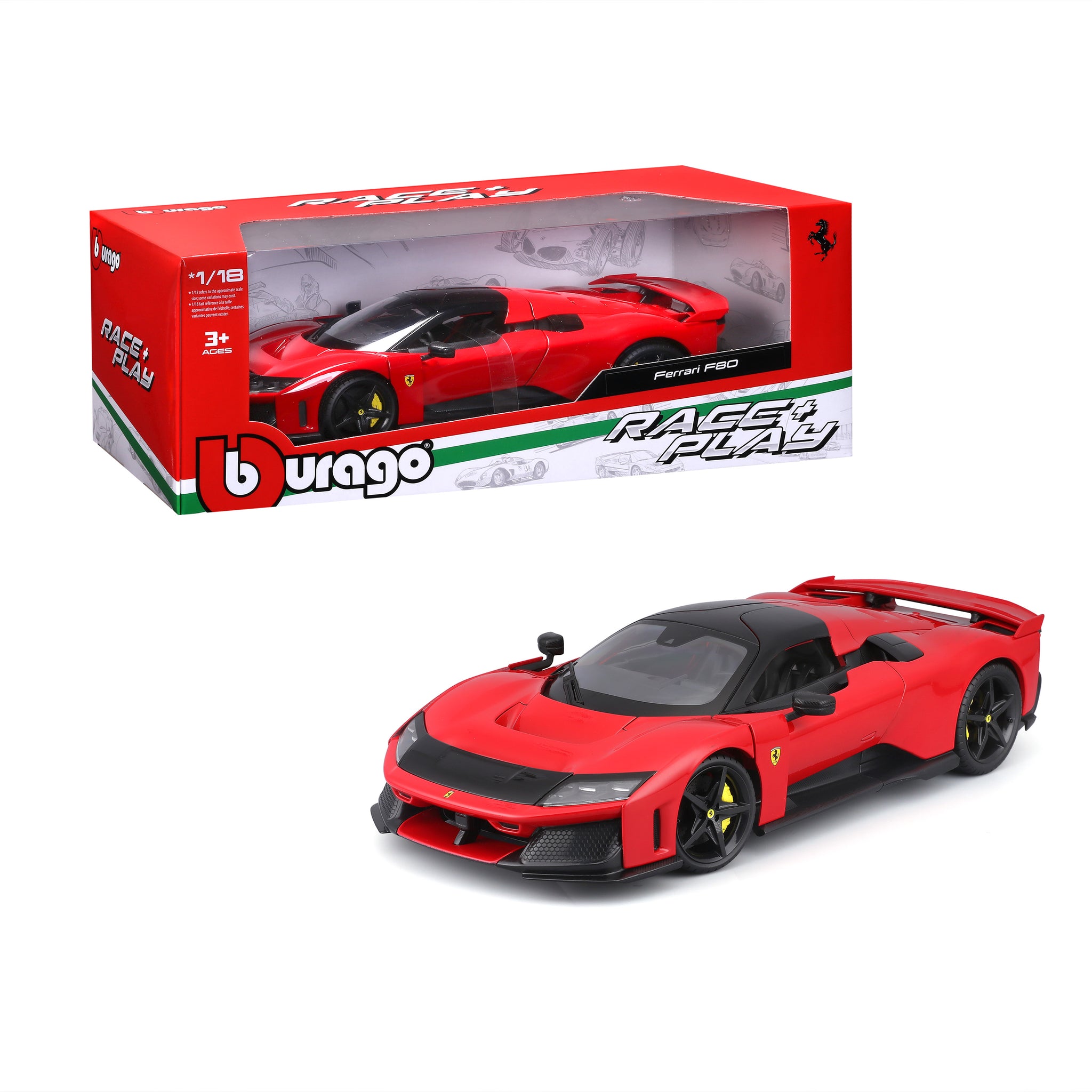 Bburago 1/18 Scale Diecast Ferrari F80 Sports Car - Red Highly Detailed Collectible Model