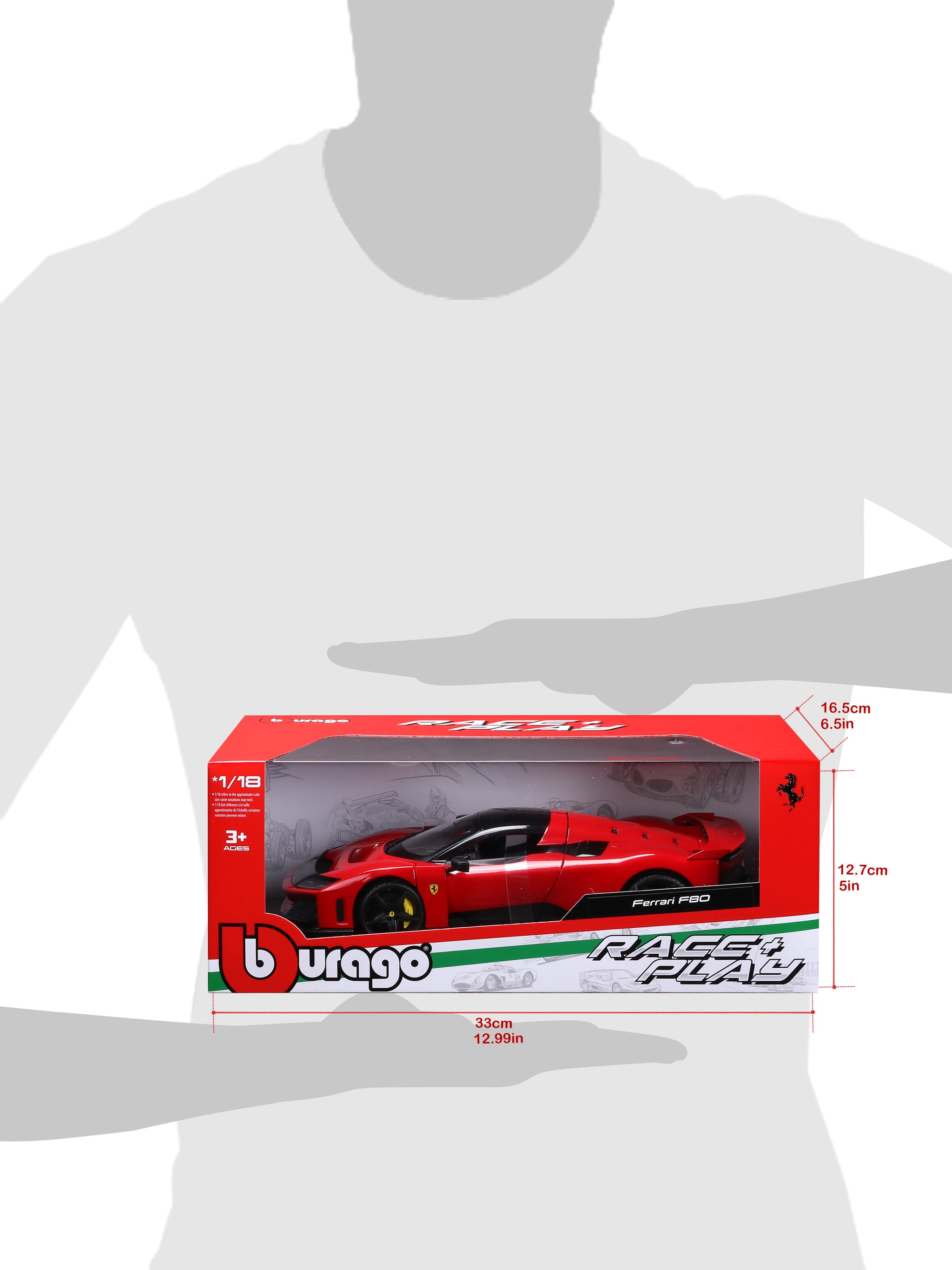 Bburago 1/18 Scale Diecast Ferrari F80 Sports Car - Red Highly Detailed Collectible Model