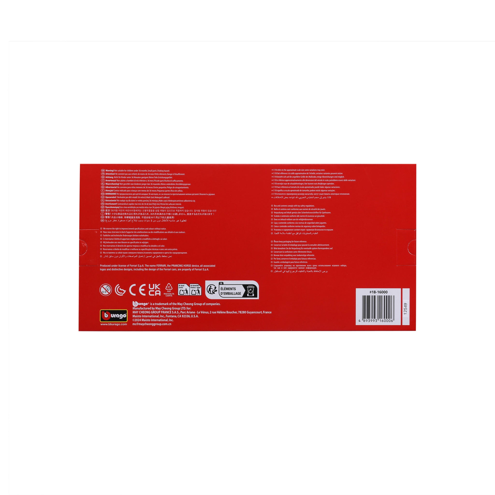 Bburago 1:18 Scale Diecast Model Ferrari F80 Supercar - Yellow