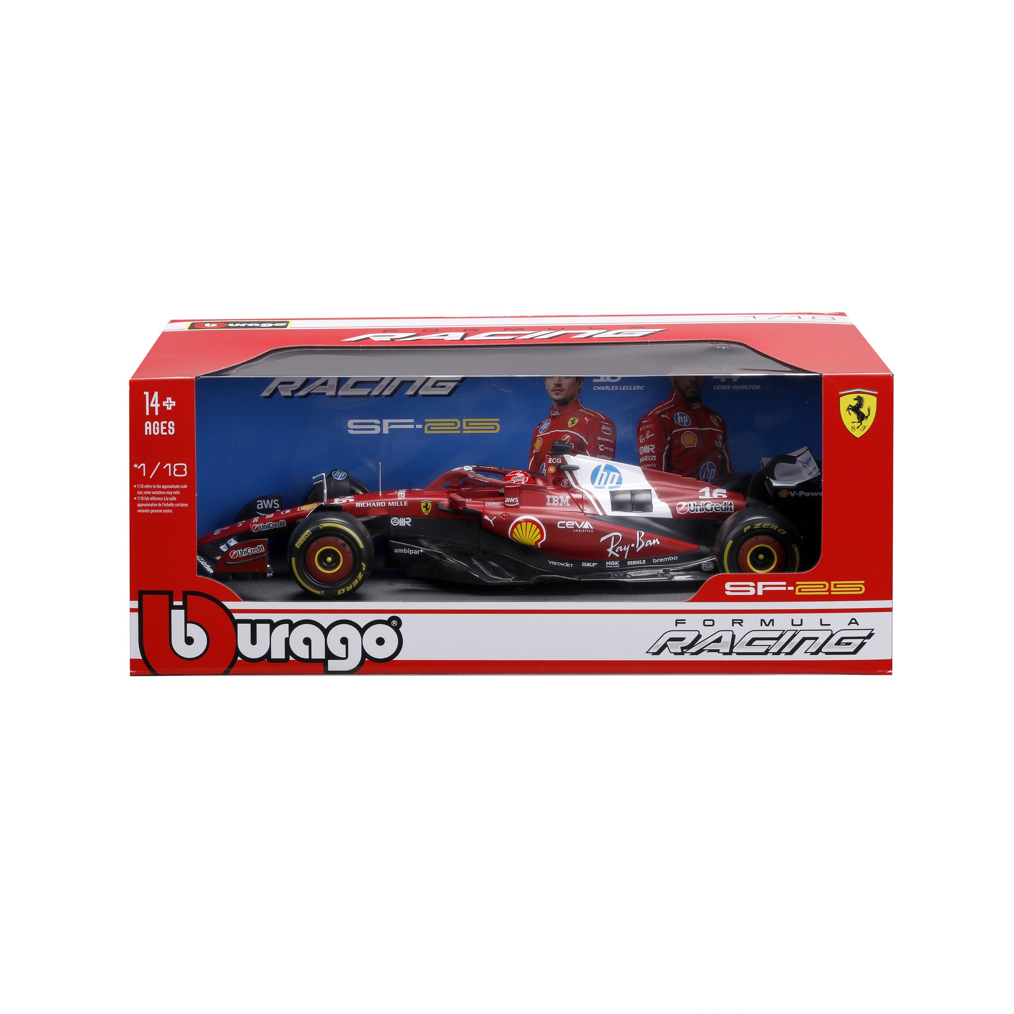 Bburago 1:18 Scale Ferrari SF-25 F1 2025 Charles Leclerc #16 Diecast Model Racing Car
