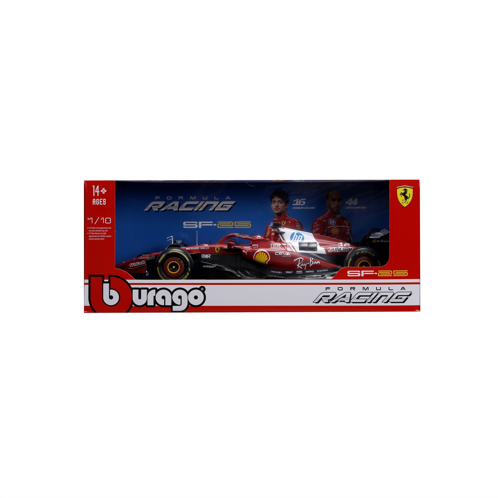 Bburago 1:18 Scale Ferrari SF-25 F1 2025 Charles Leclerc #16 Diecast Model Racing Car