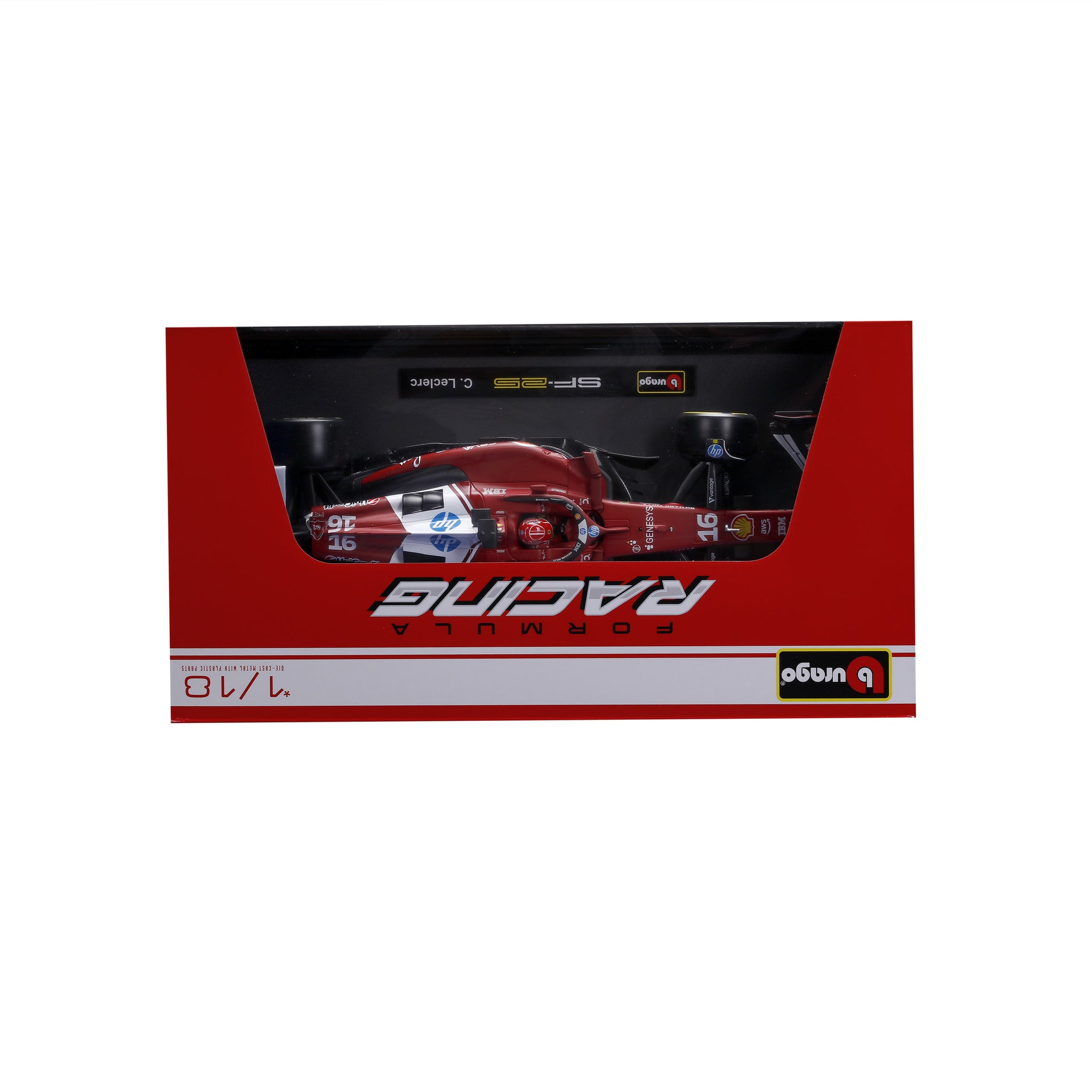 Bburago 1:18 Scale Diecast Model 2025 Ferrari SF-25 Formula 1 Car - Miami Livery #16 Charles Leclerc