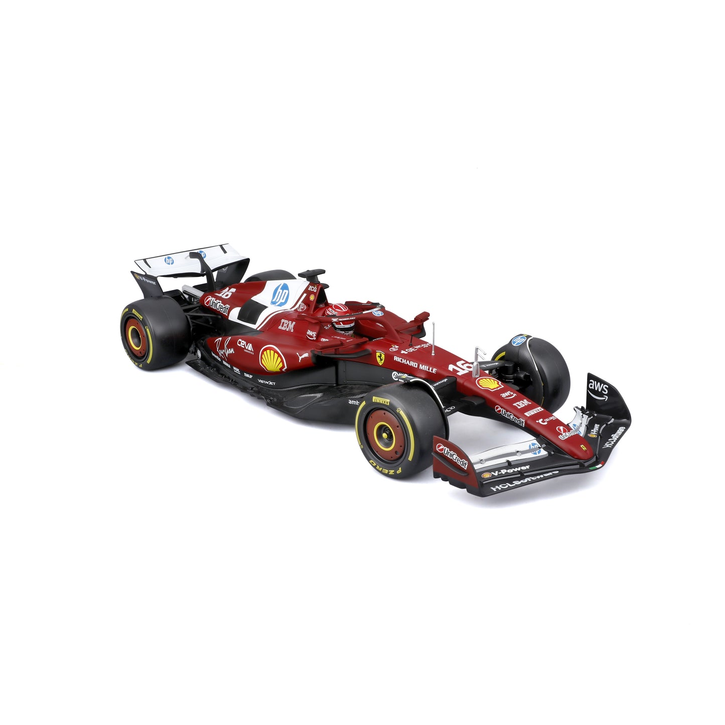 Bburago 1:18 Scale Diecast Model 2025 Ferrari SF-25 Formula 1 Car - Miami Livery #16 Charles Leclerc