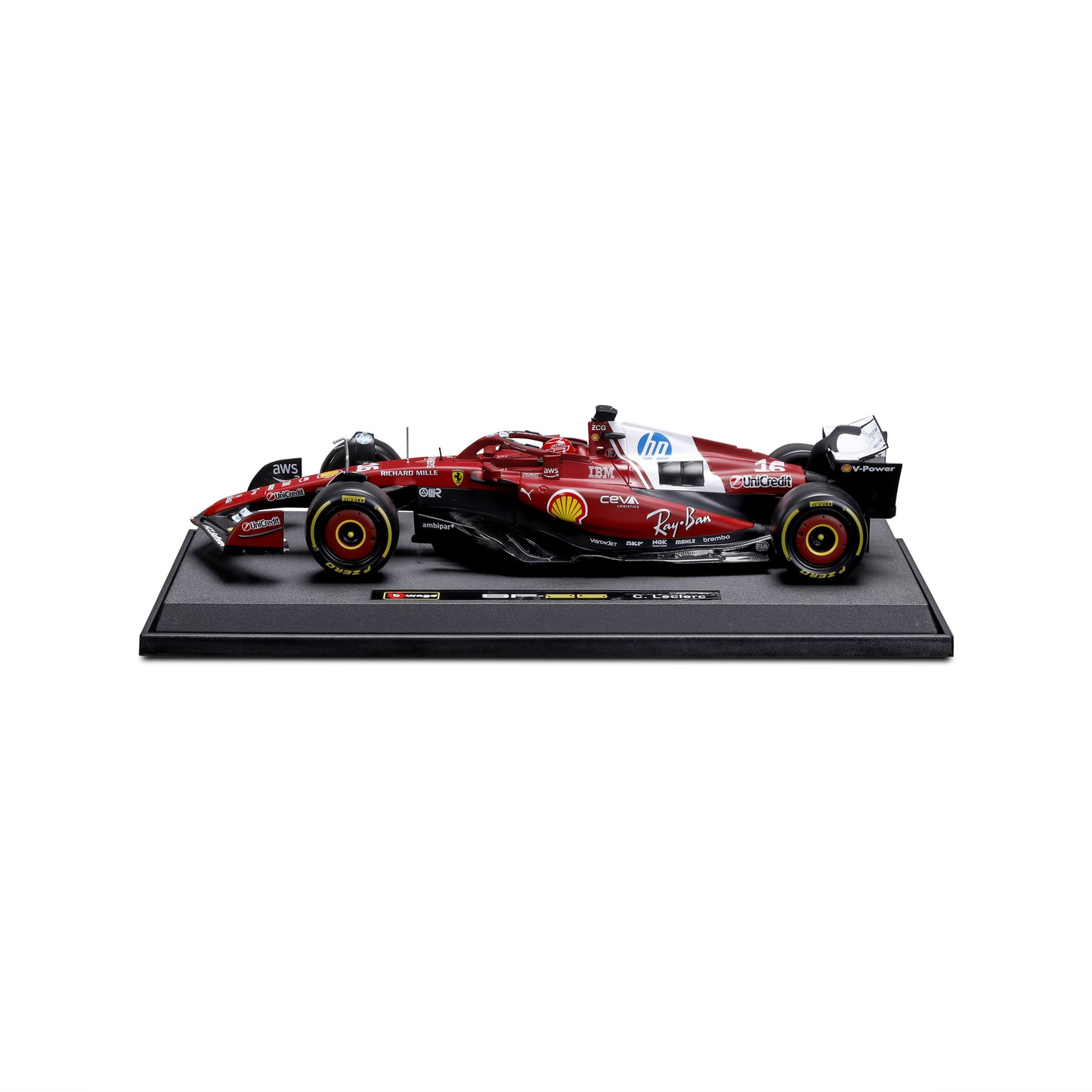 Bburago 1:18 Scale Diecast Model 2025 Ferrari SF-25 Formula 1 Car - Miami Livery #16 Charles Leclerc