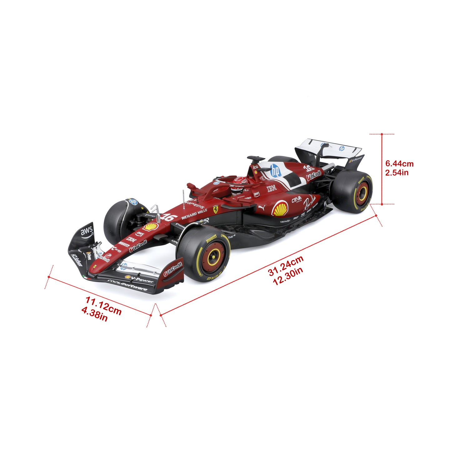 Bburago 1:18 Scale Ferrari SF-25 F1 2025 Charles Leclerc #16 Diecast Model Racing Car