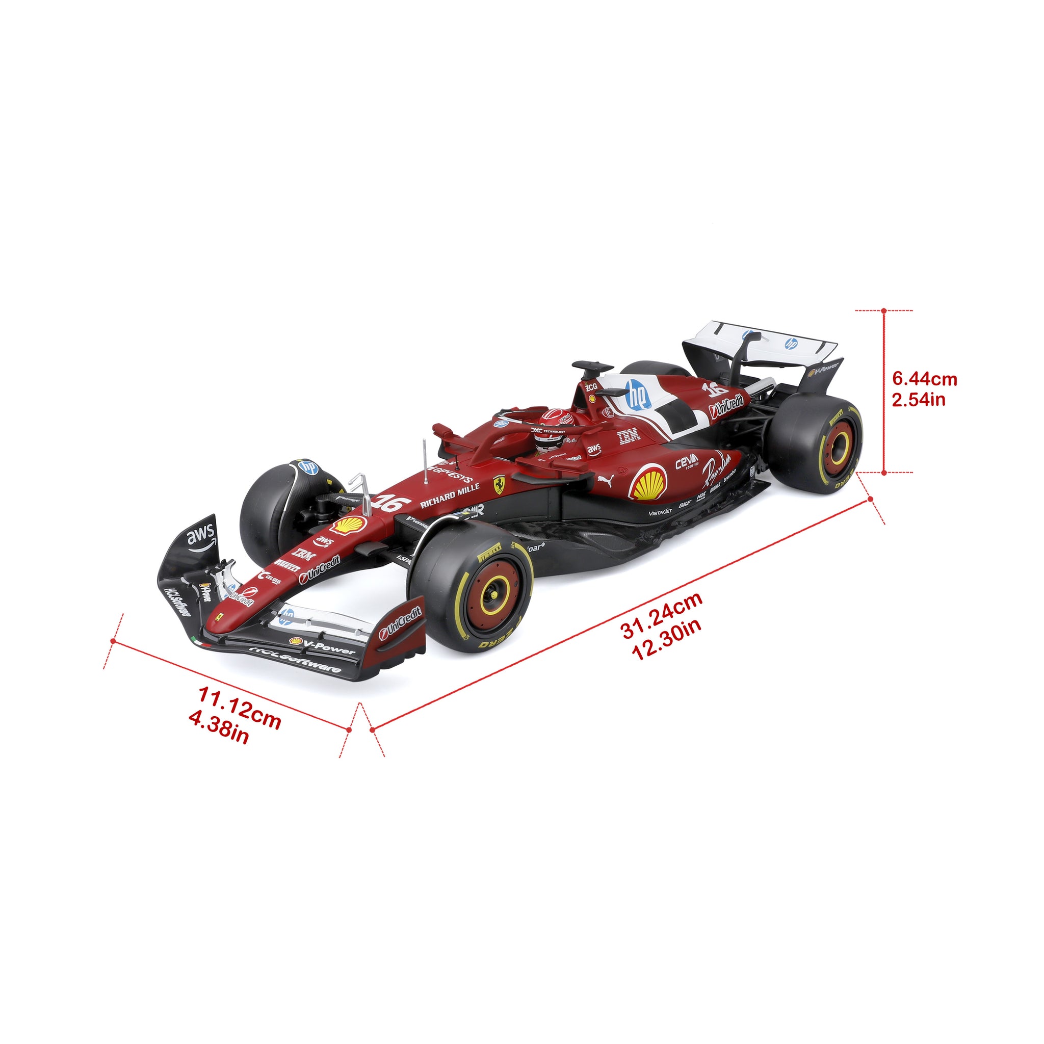 Bburago 1:18 Scale Diecast Model 2025 Ferrari SF-25 Formula 1 Car - Miami Livery #16 Charles Leclerc