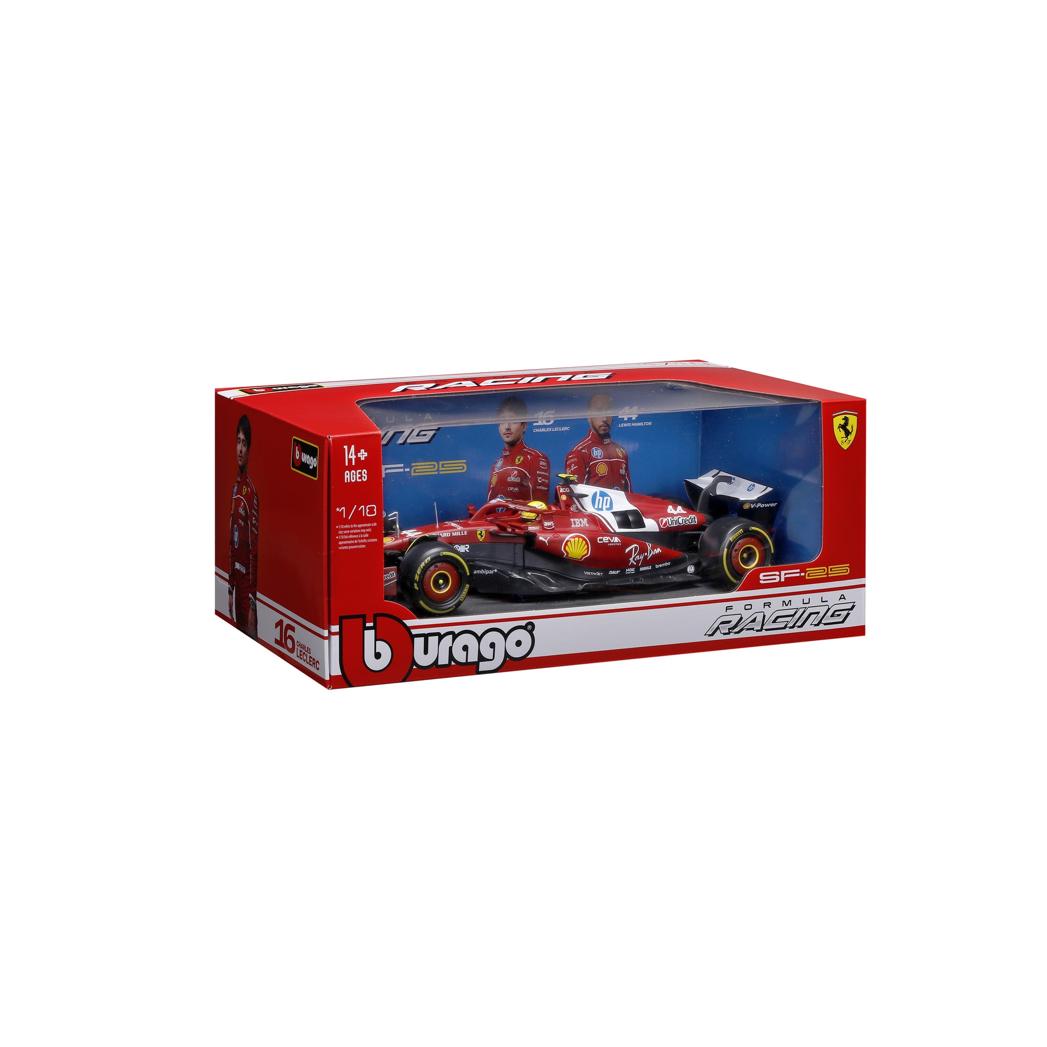 Bburago 1:18 Scale 2025 Ferrari SF-25 Formula 1 Miami GP Edition #44 Lewis Hamilton Diecast Model