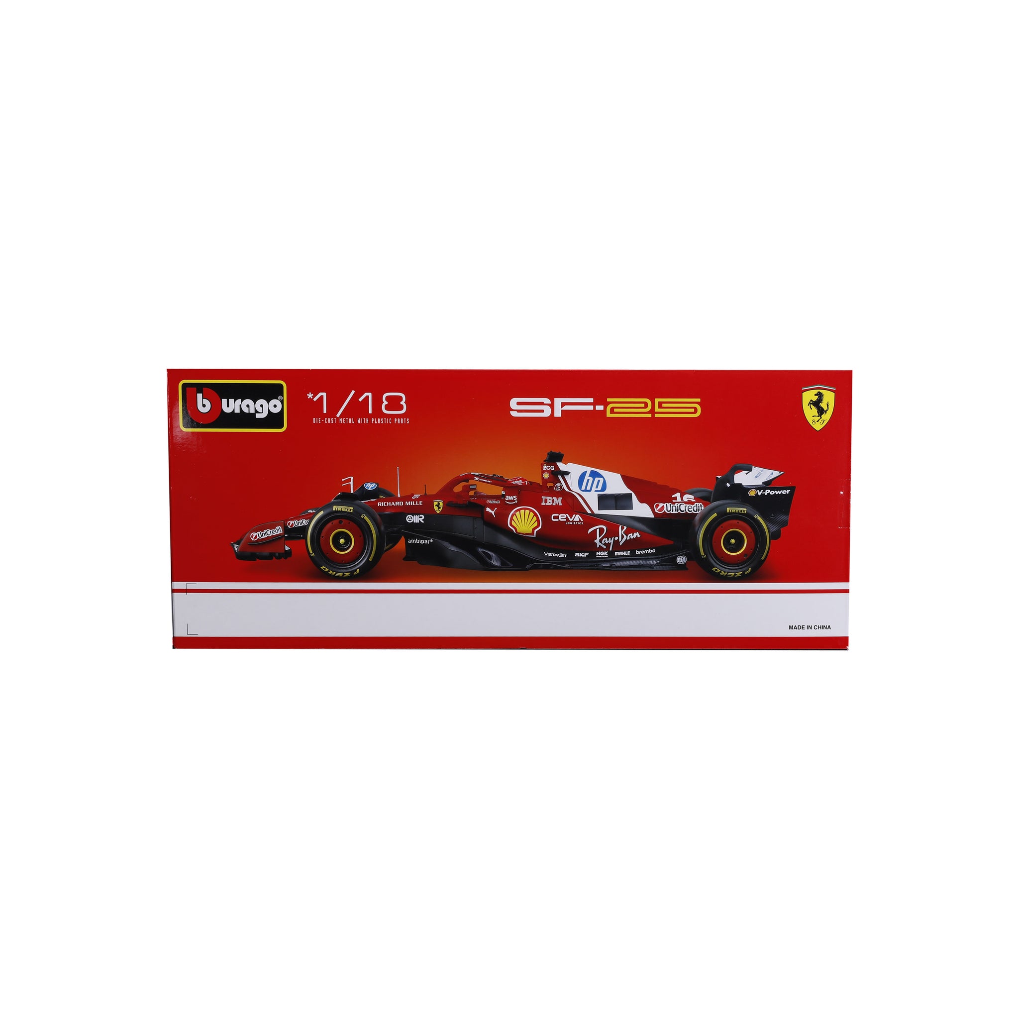 Bburago 1/18 Scale 2025 Ferrari SF-25 #44 Lewis Hamilton Formula 1 Diecast Model Car