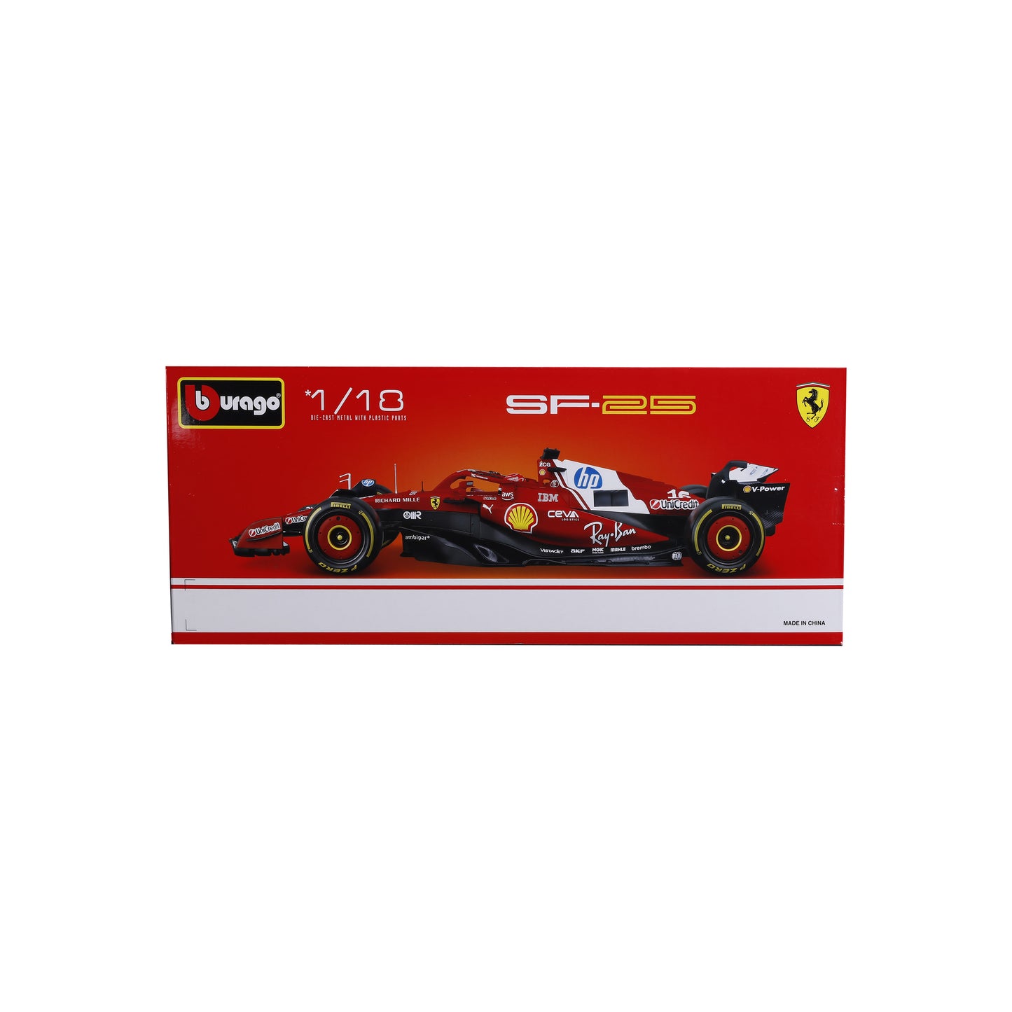 Bburago 1:18 Scale 2025 Ferrari SF-25 Formula 1 Miami GP Edition #44 Lewis Hamilton Diecast Model