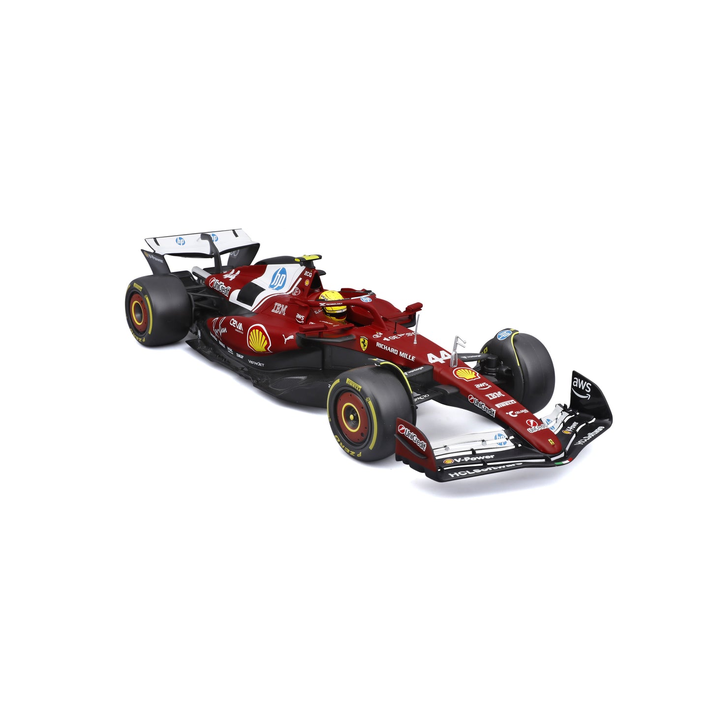 Bburago 1/18 Scale 2025 Ferrari SF-25 #44 Lewis Hamilton Formula 1 Diecast Model Car