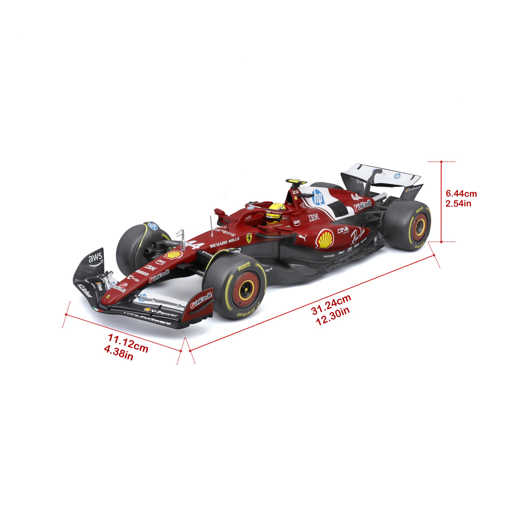 Bburago 1/18 Scale 2025 Ferrari SF-25 #44 Lewis Hamilton Formula 1 Diecast Model Car