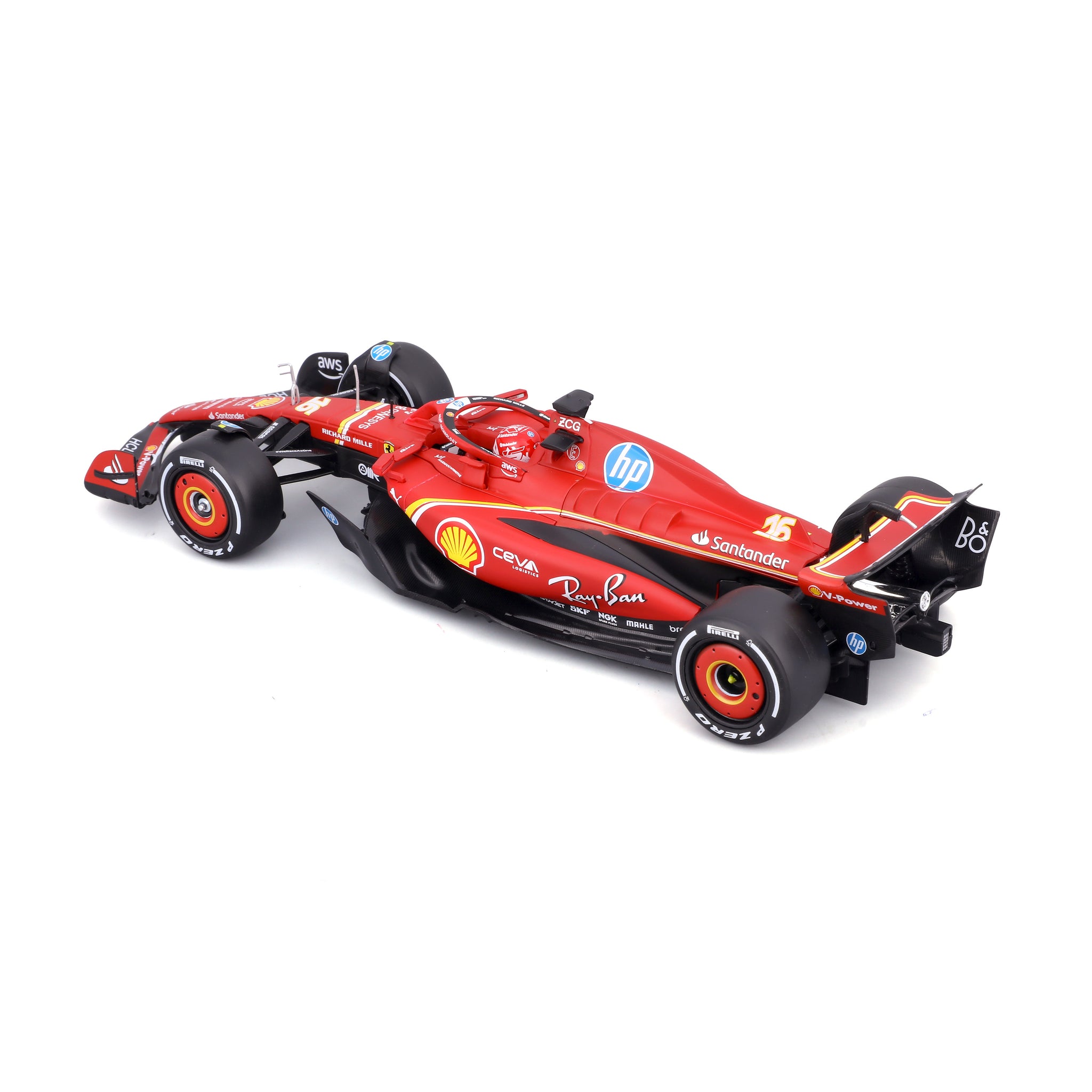 Bburago 1/24 Scale 2024 Ferrari SF-24 #16 Charles Leclerc F1 Diecast Model Car with Display Case
