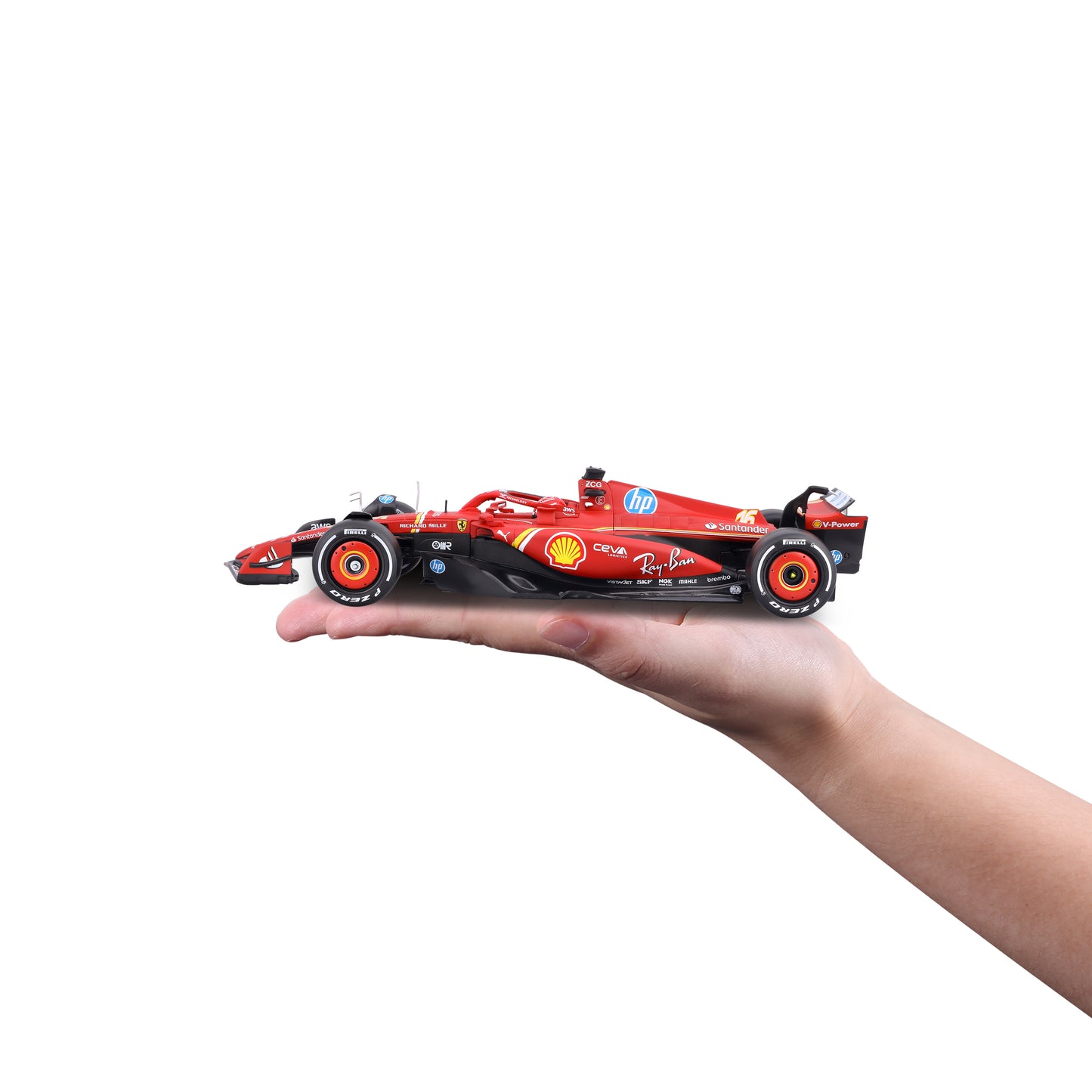 Bburago 1/24 Scale 2024 Ferrari SF-24 #16 Charles Leclerc F1 Diecast Model Car with Display Case