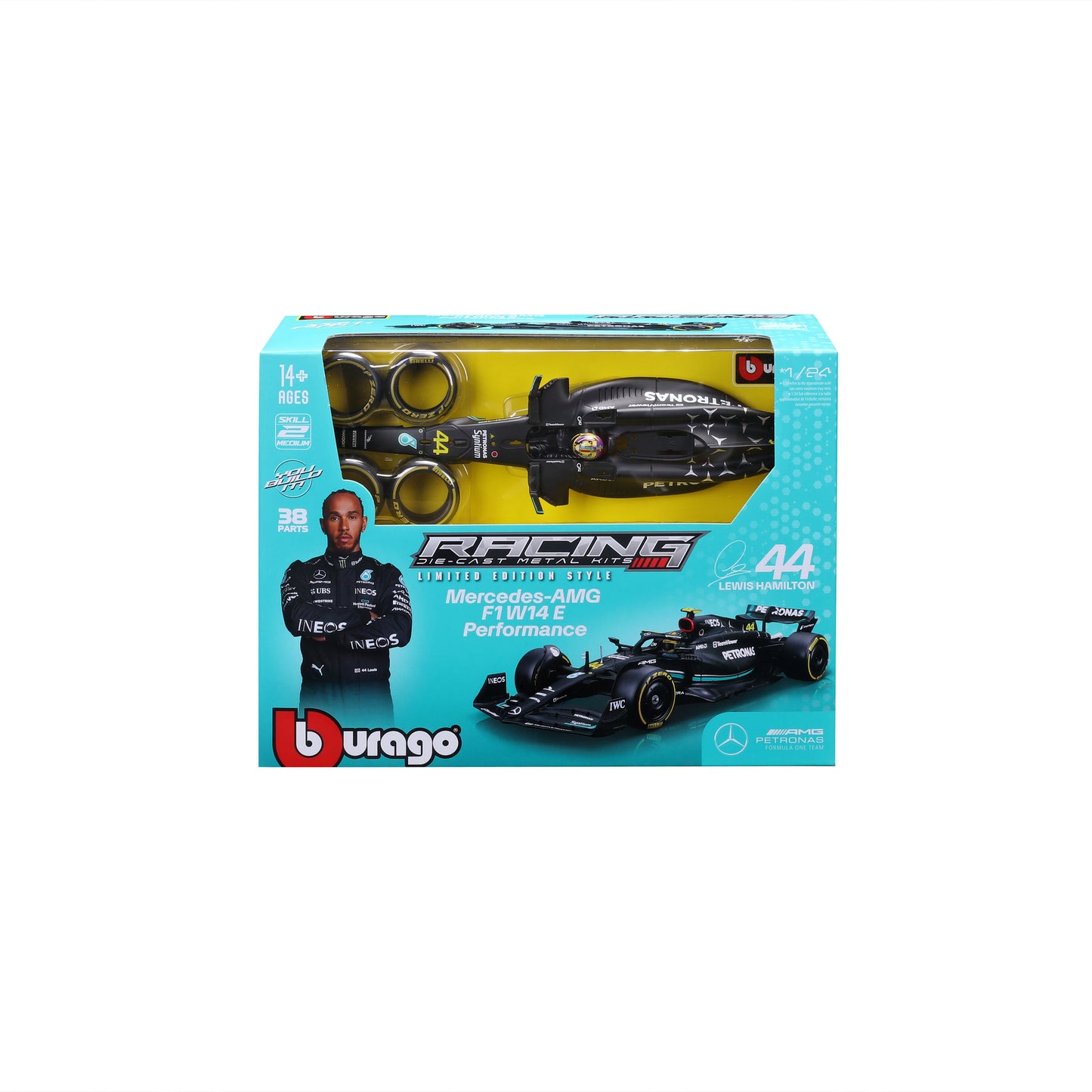 Bburago 1:24 Scale Mercedes-AMG F1 W14 E Performance Lewis Hamilton Diecast Metal Model Kit
