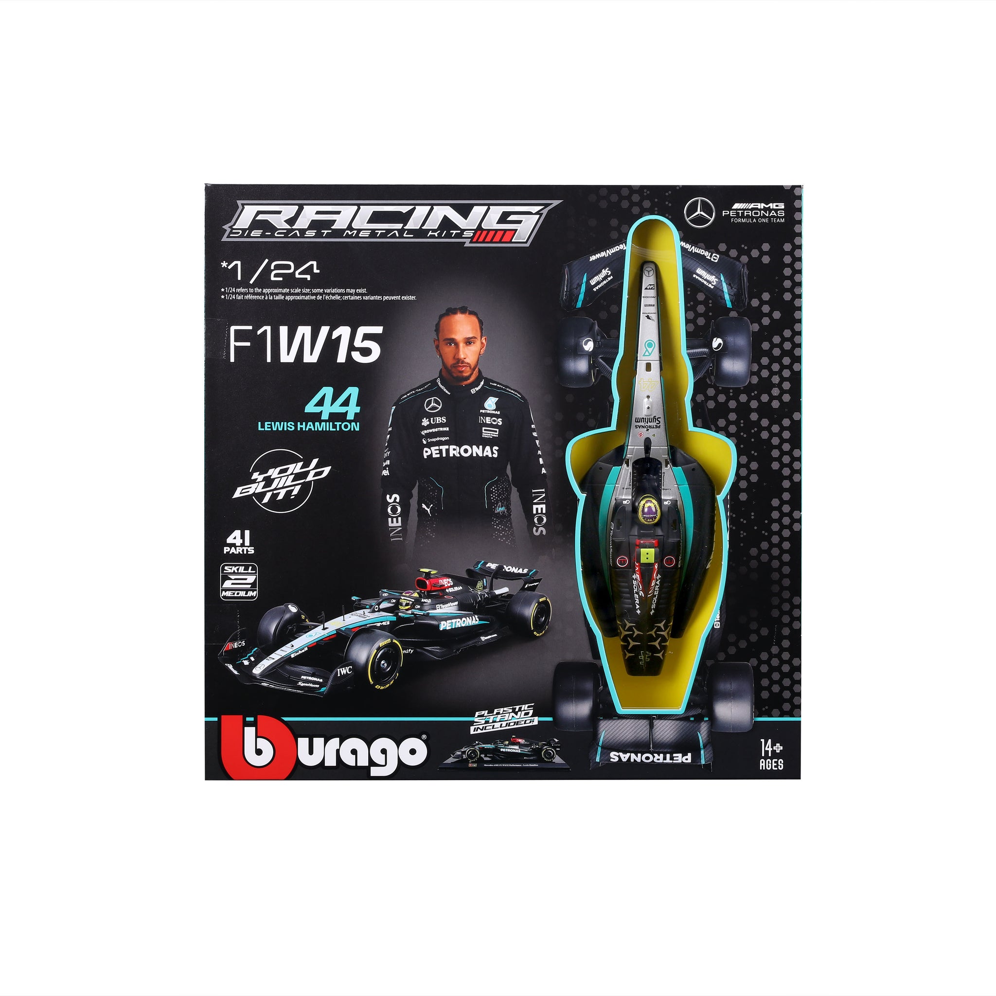 Bburago 1/24 Scale Diecast Assembly Kit - 2024 Mercedes-AMG F1 W15 E Performance #44 Lewis Hamilton