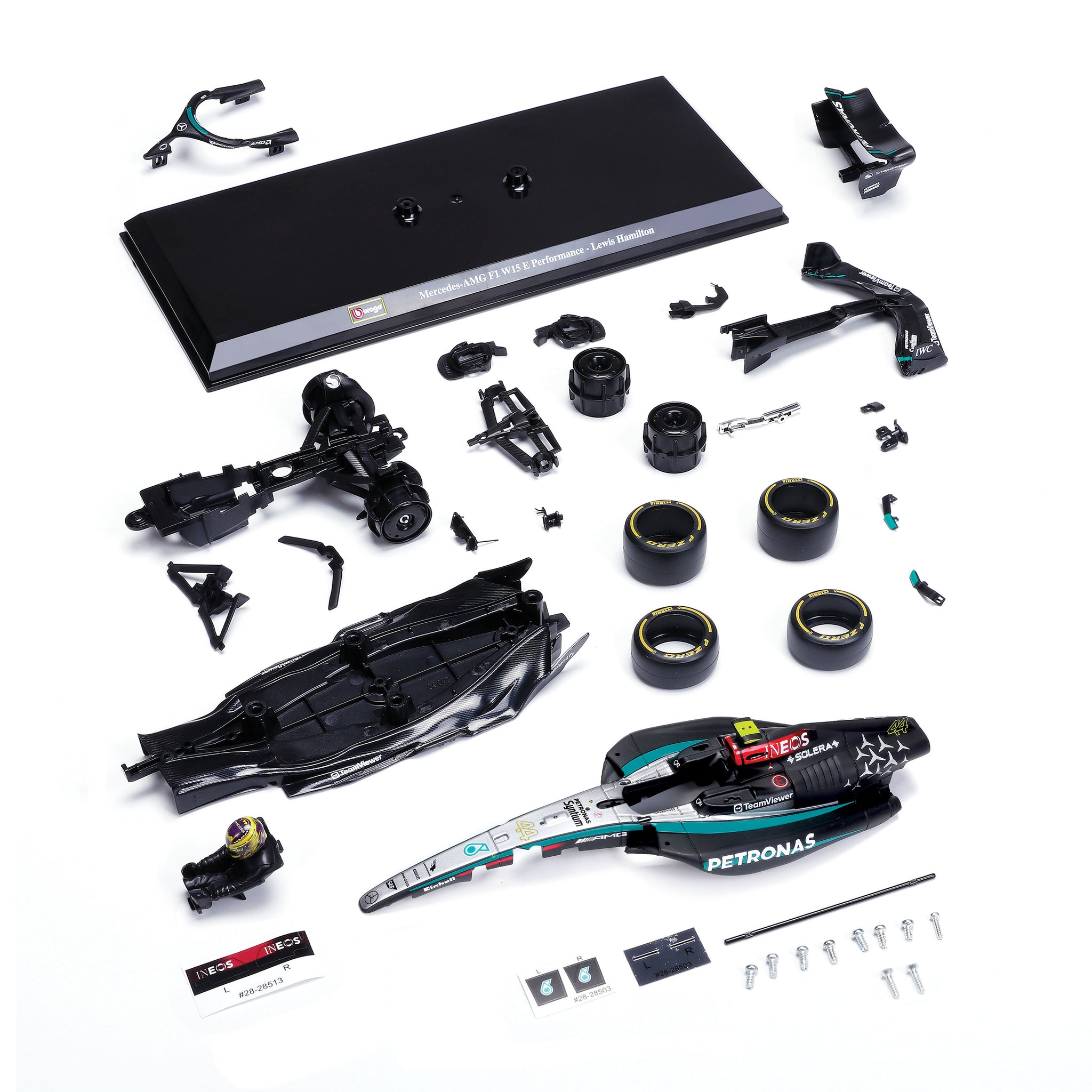 Bburago 1/24 Scale Diecast Assembly Kit - 2024 Mercedes-AMG F1 W15 E Performance #44 Lewis Hamilton