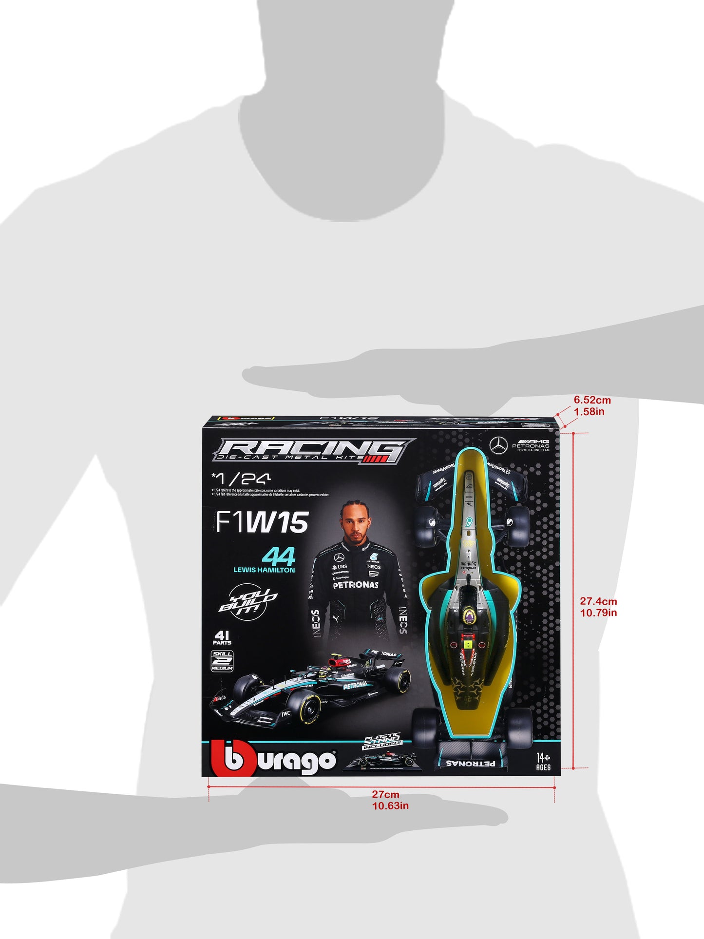 Bburago 1/24 Scale Diecast Assembly Kit - 2024 Mercedes-AMG F1 W15 E Performance #44 Lewis Hamilton