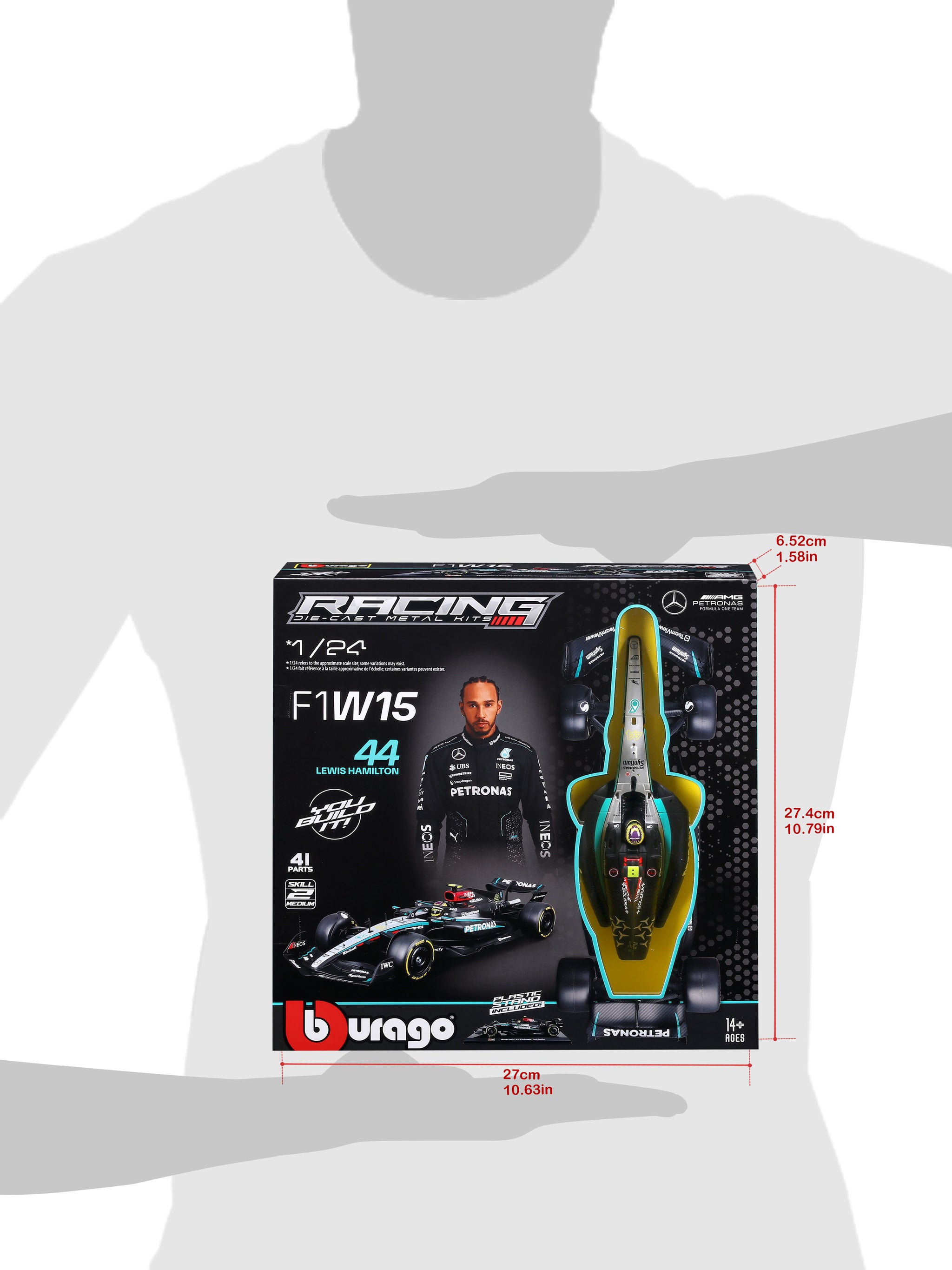 Bburago 1/24 Scale Diecast Assembly Kit - 2024 Mercedes-AMG F1 W15 E Performance #44 Lewis Hamilton