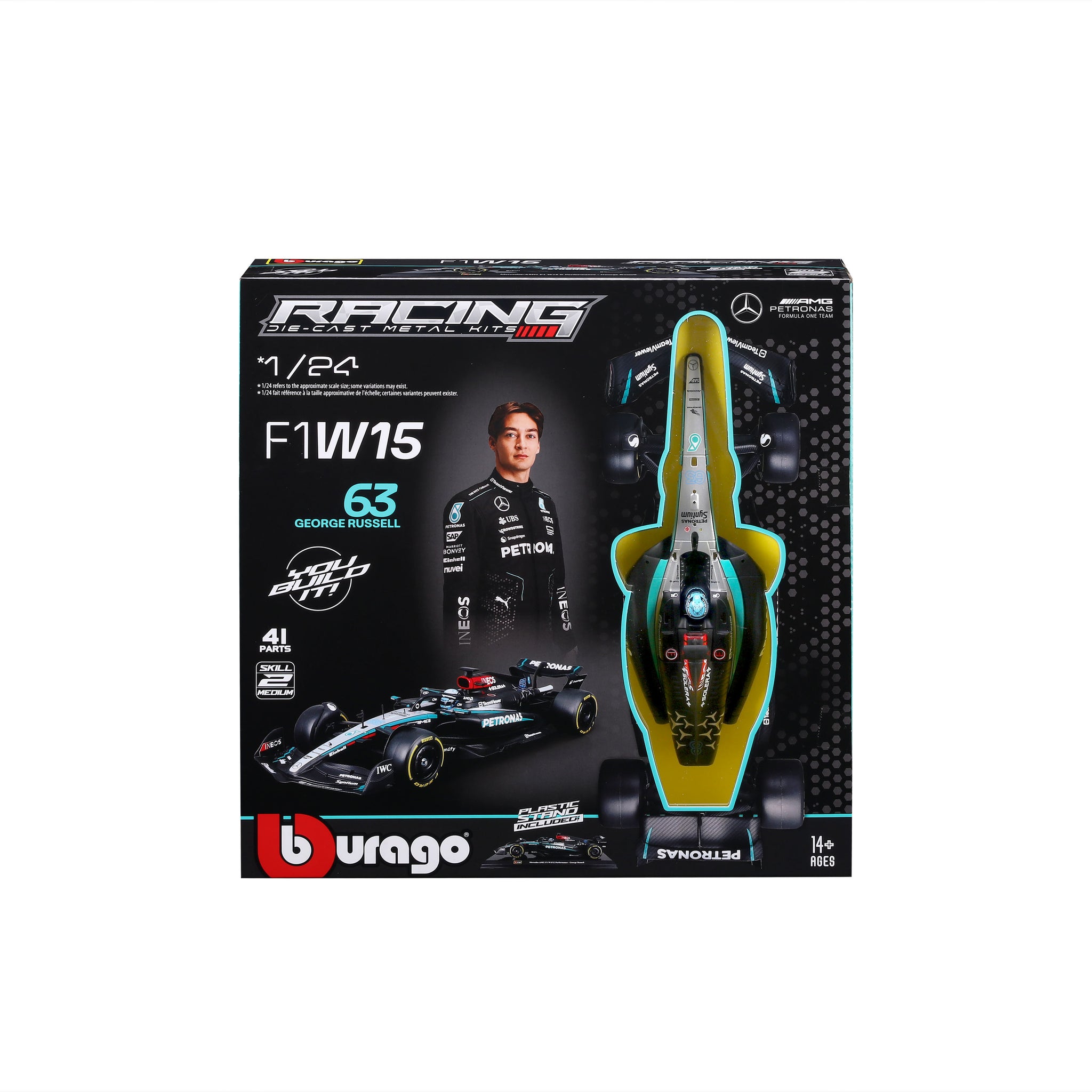Bburago 1:24 Scale Diecast Model Kit 2024 Mercedes-AMG F1 W15 E Performance - #63 George Russell