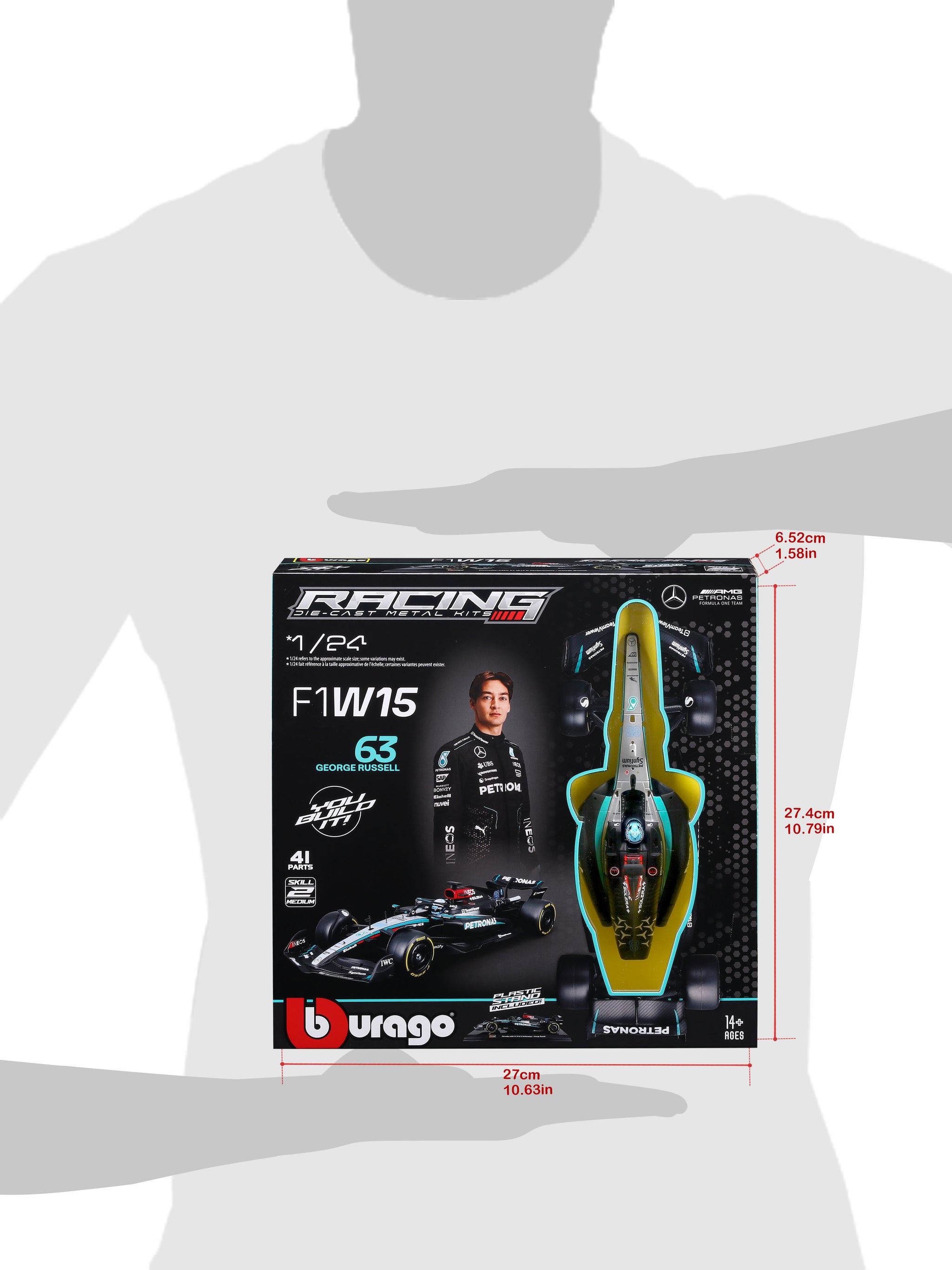 Bburago 1:24 Scale Diecast Model Kit 2024 Mercedes-AMG F1 W15 E Performance - #63 George Russell