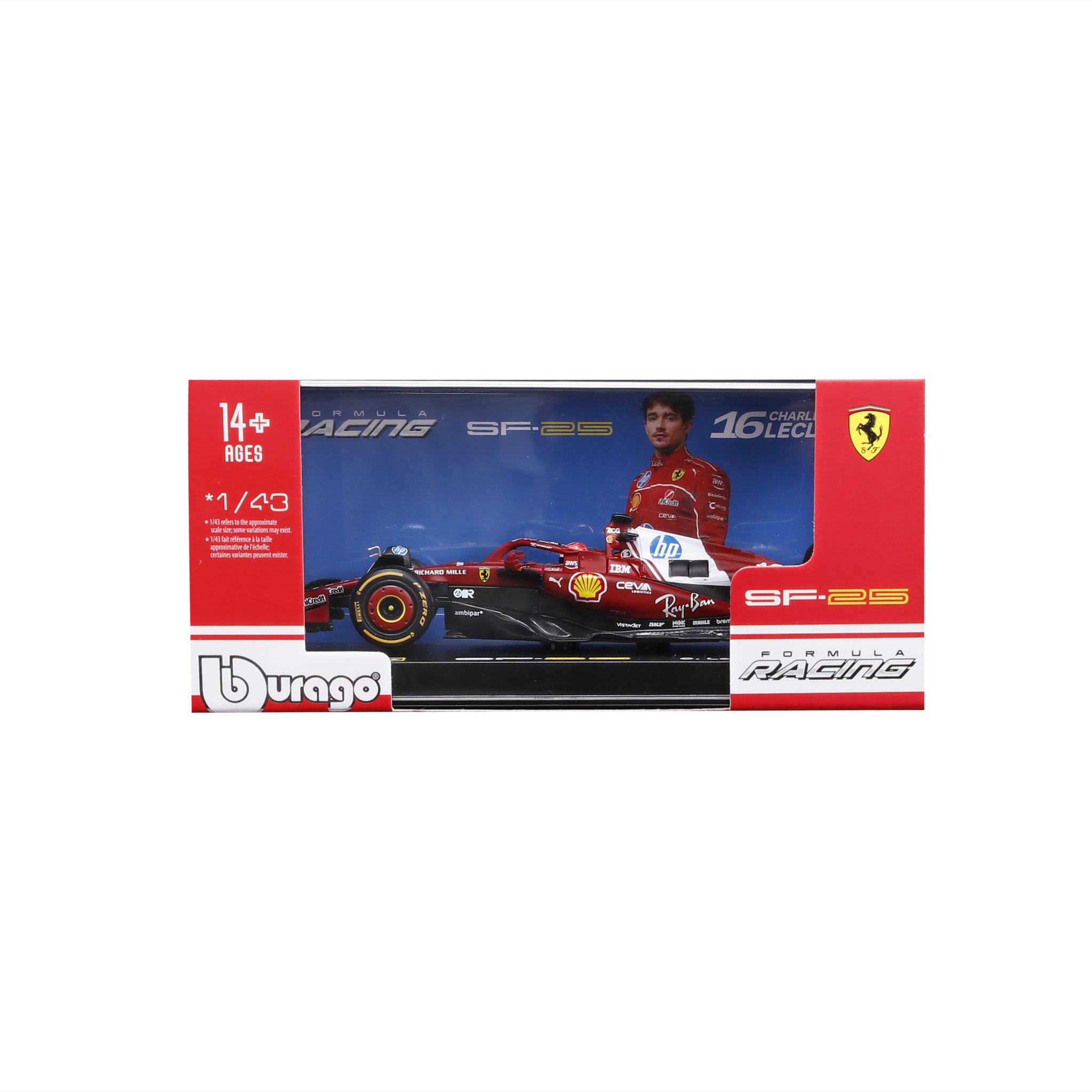 Bburago 1/43 Scale Diecast Ferrari SF-25 F1 2025 Miami Edition - #16 Charles Leclerc Model Car