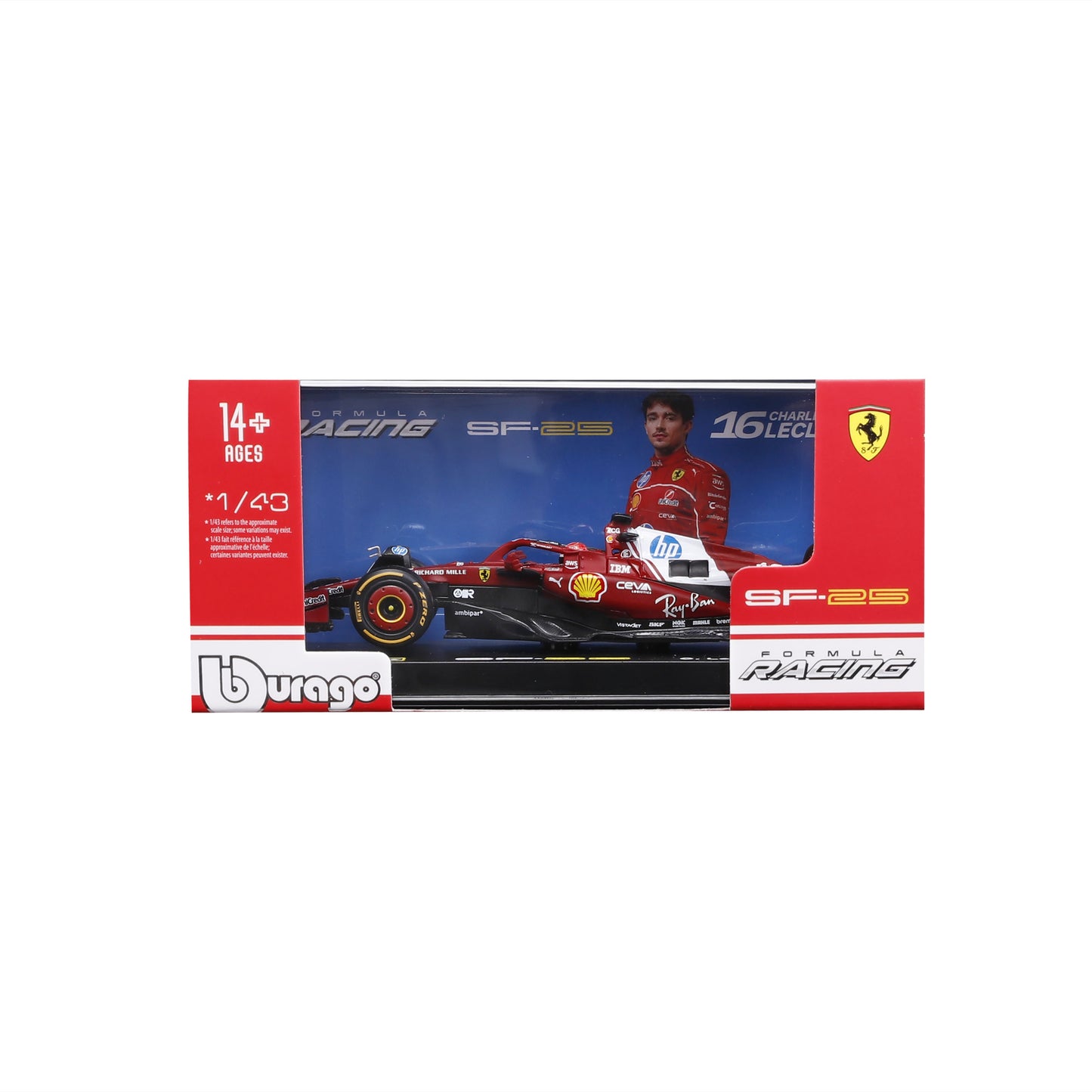 Bburago 1:43 Scale Ferrari SF-25 F1 2025 Charles Leclerc #16 Diecast Model Racing Car