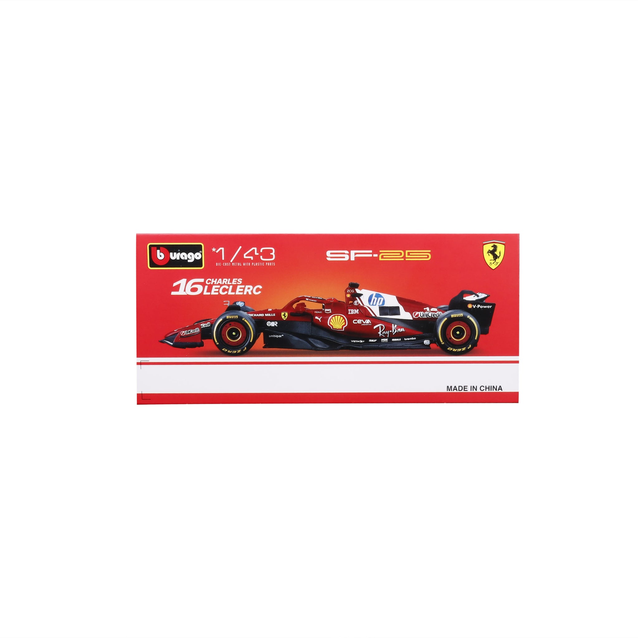 Bburago 1:43 Scale Ferrari SF-25 F1 2025 Charles Leclerc #16 Diecast Model Racing Car