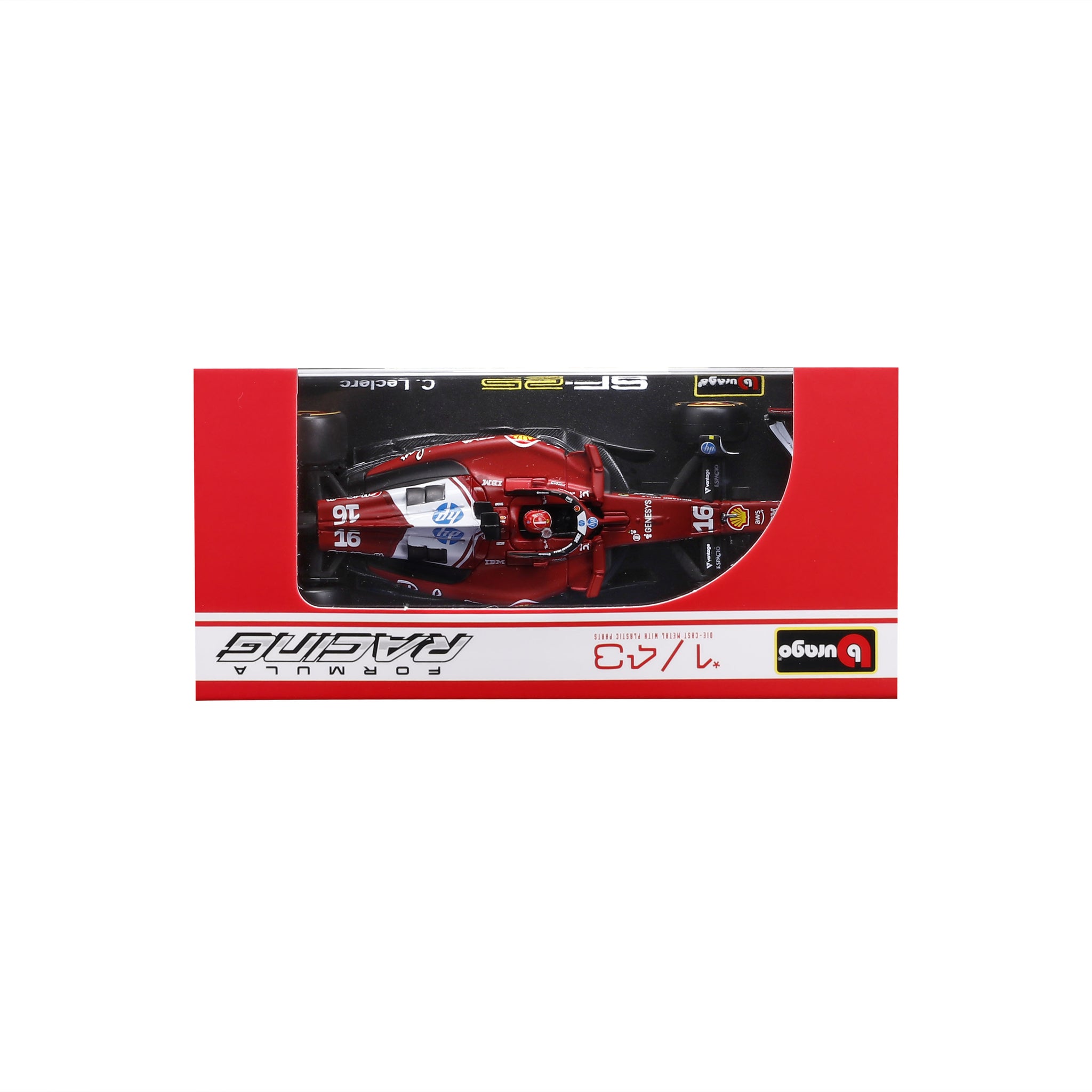 Bburago 1/43 Scale Diecast Ferrari SF-25 F1 2025 Miami Edition - #16 Charles Leclerc Model Car