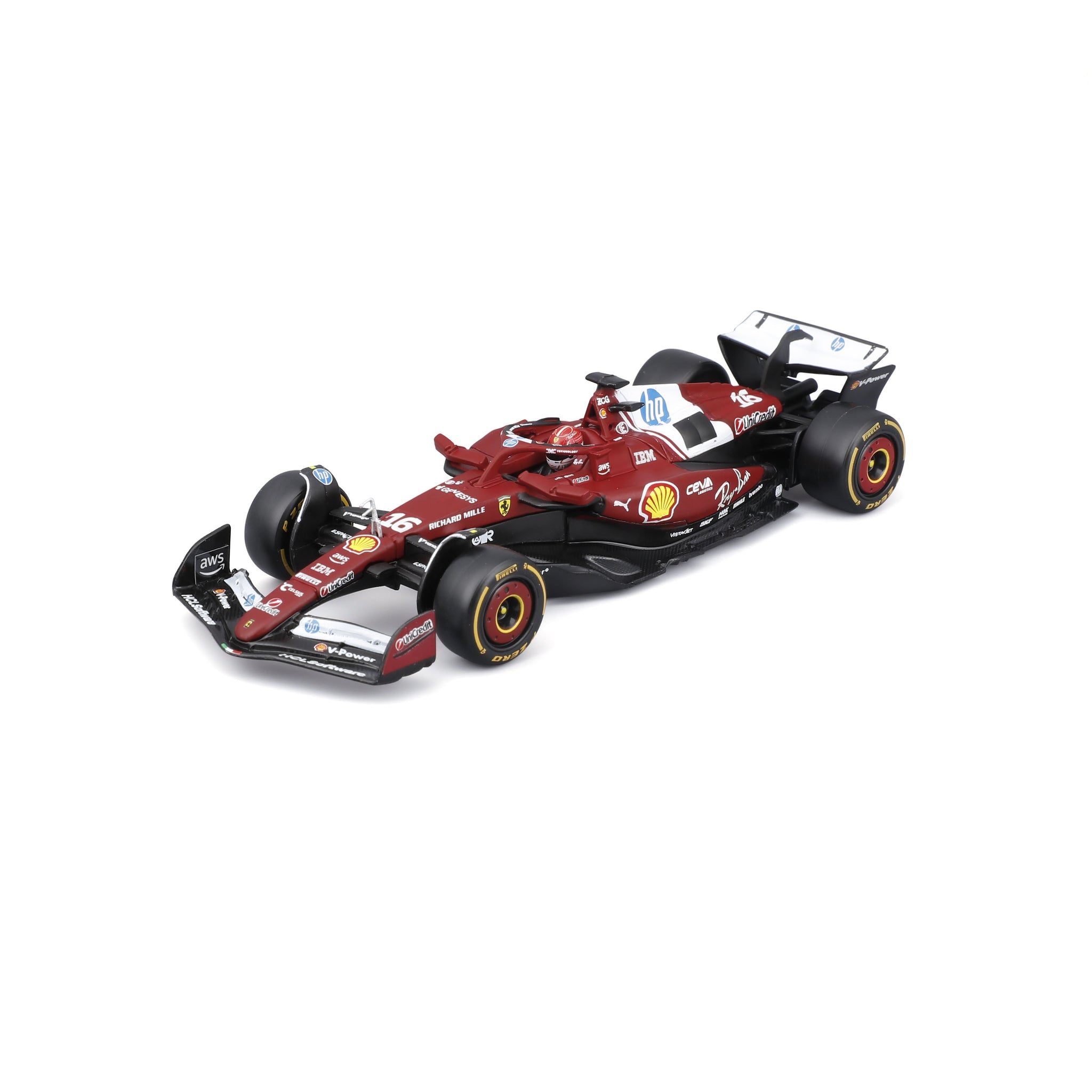 Bburago 1/43 Scale Diecast Ferrari SF-25 F1 2025 Miami Edition - #16 Charles Leclerc Model Car