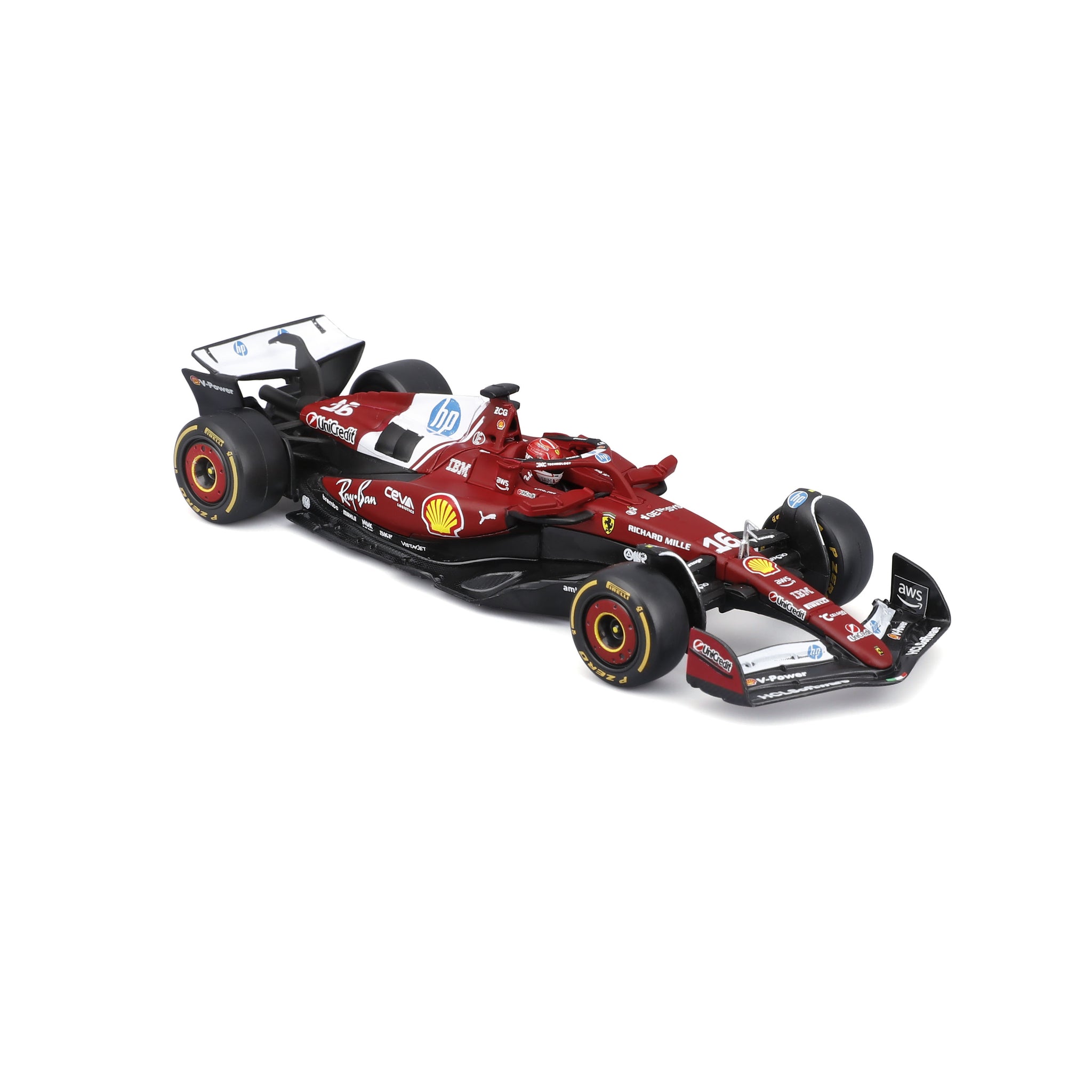 Bburago 1/43 Scale Diecast Ferrari SF-25 F1 2025 Miami Edition - #16 Charles Leclerc Model Car
