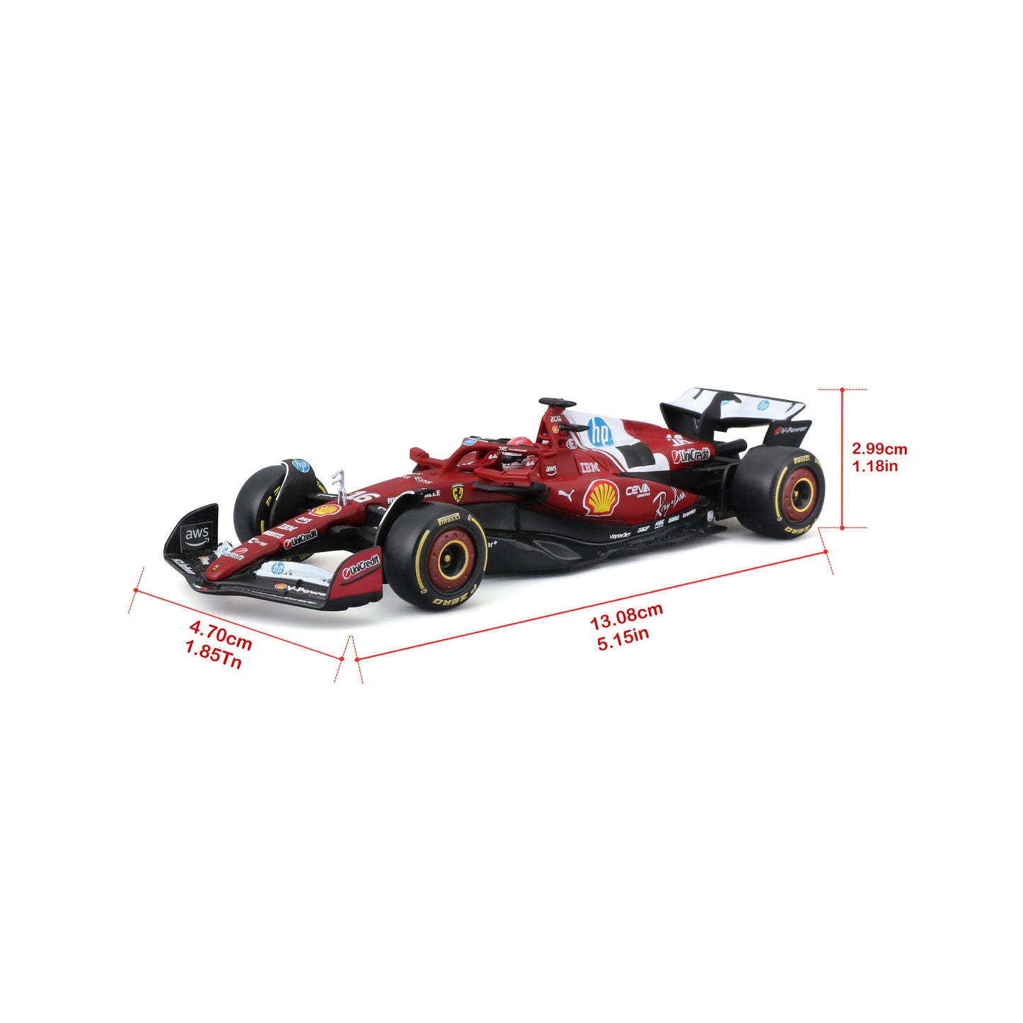 Bburago 1/43 Scale Diecast Ferrari SF-25 F1 2025 Miami Edition - #16 Charles Leclerc Model Car