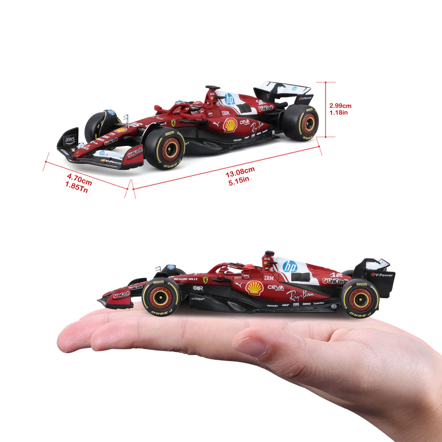 Bburago 1/43 Scale Diecast Ferrari SF-25 F1 2025 Miami Edition - #16 Charles Leclerc Model Car