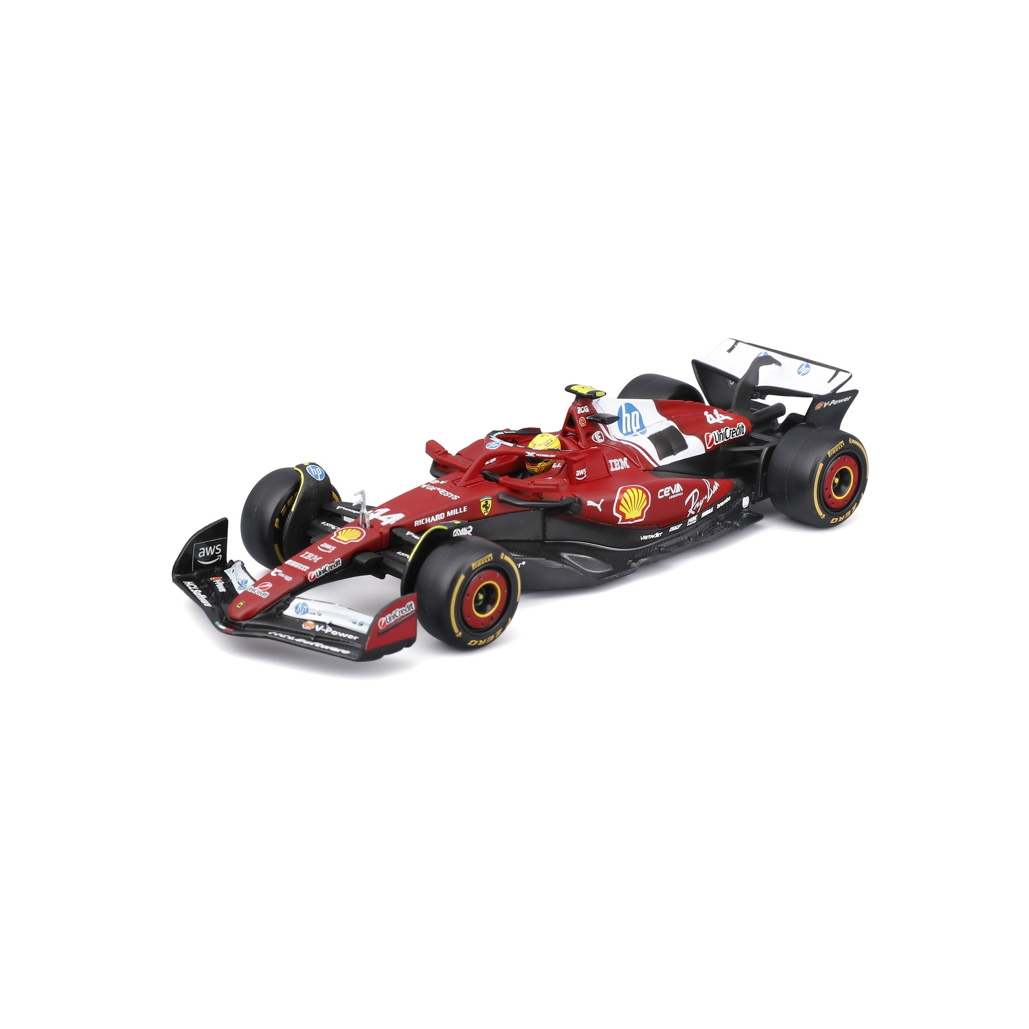 Bburago 1:43 Scale 2025 Ferrari SF-25 Miami GP #44 Lewis Hamilton Diecast Model with Display Case