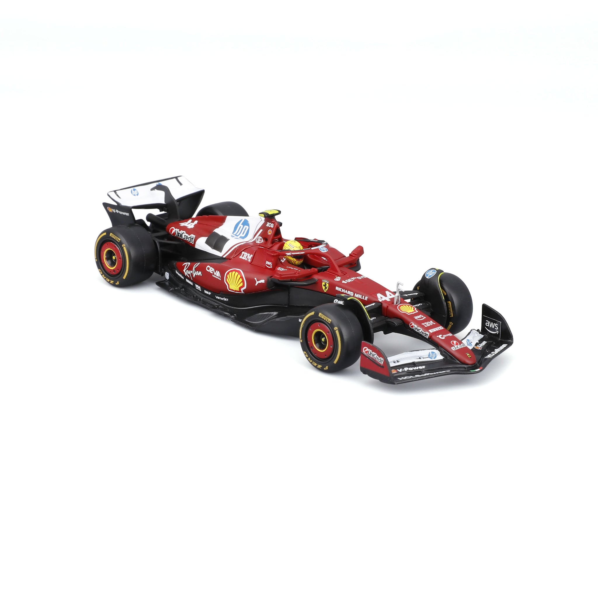 Bburago 1:43 Scale 2025 Ferrari SF-25 Miami GP #44 Lewis Hamilton Diecast Model with Display Case