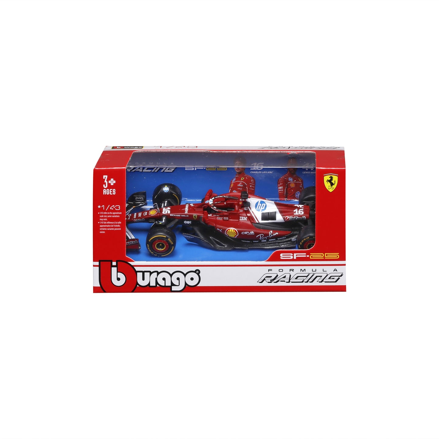 Bburago 1:43 Scale Ferrari SF-25 F1 2025 Charles Leclerc #16 Miami GP Special Edition Diecast Model