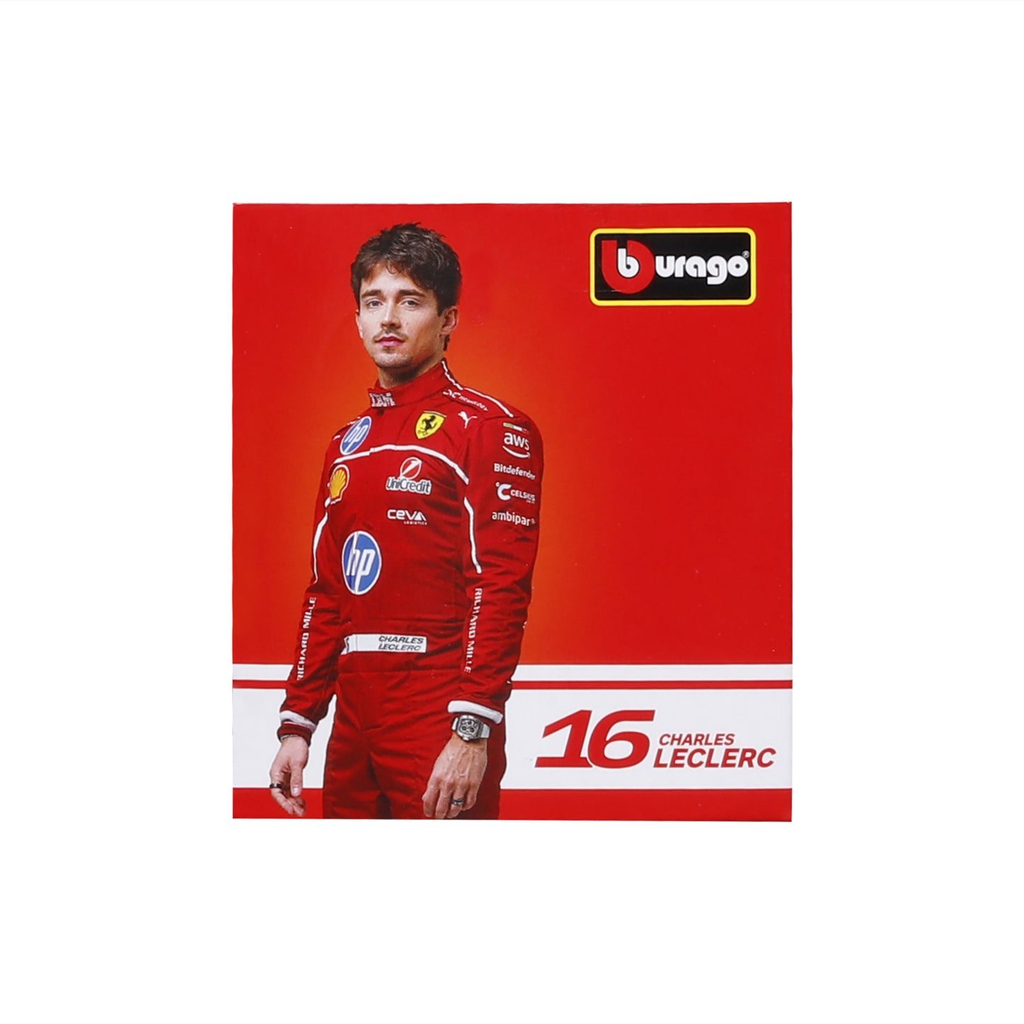 Bburago 1:43 Scale Diecast Model 2025 Ferrari SF-25 Formula 1 Race Car - #16 Charles Leclerc