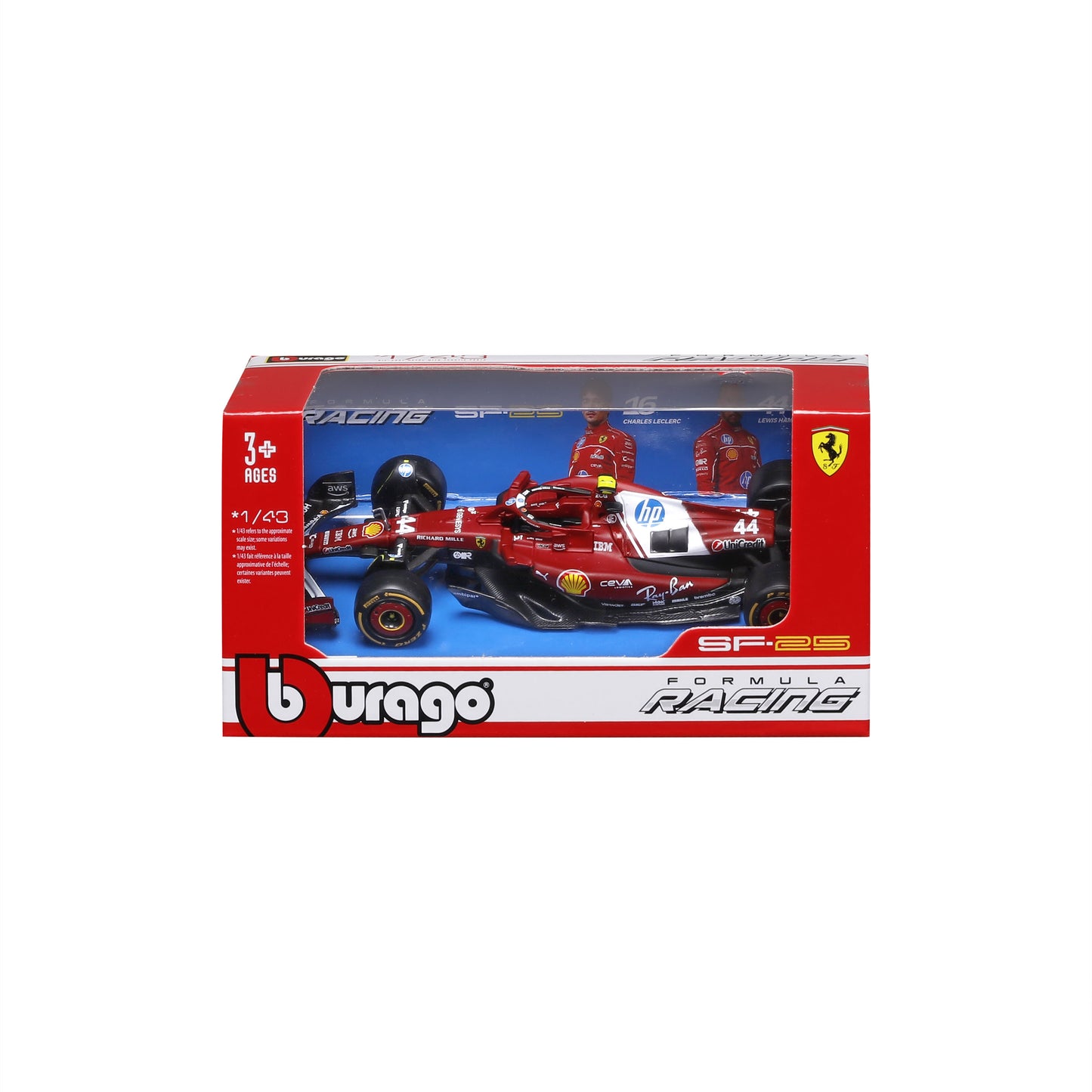 Bburago 1/43 Scale 2025 Ferrari SF-25 Miami Grand Prix Livery #44 Lewis Hamilton Diecast Model