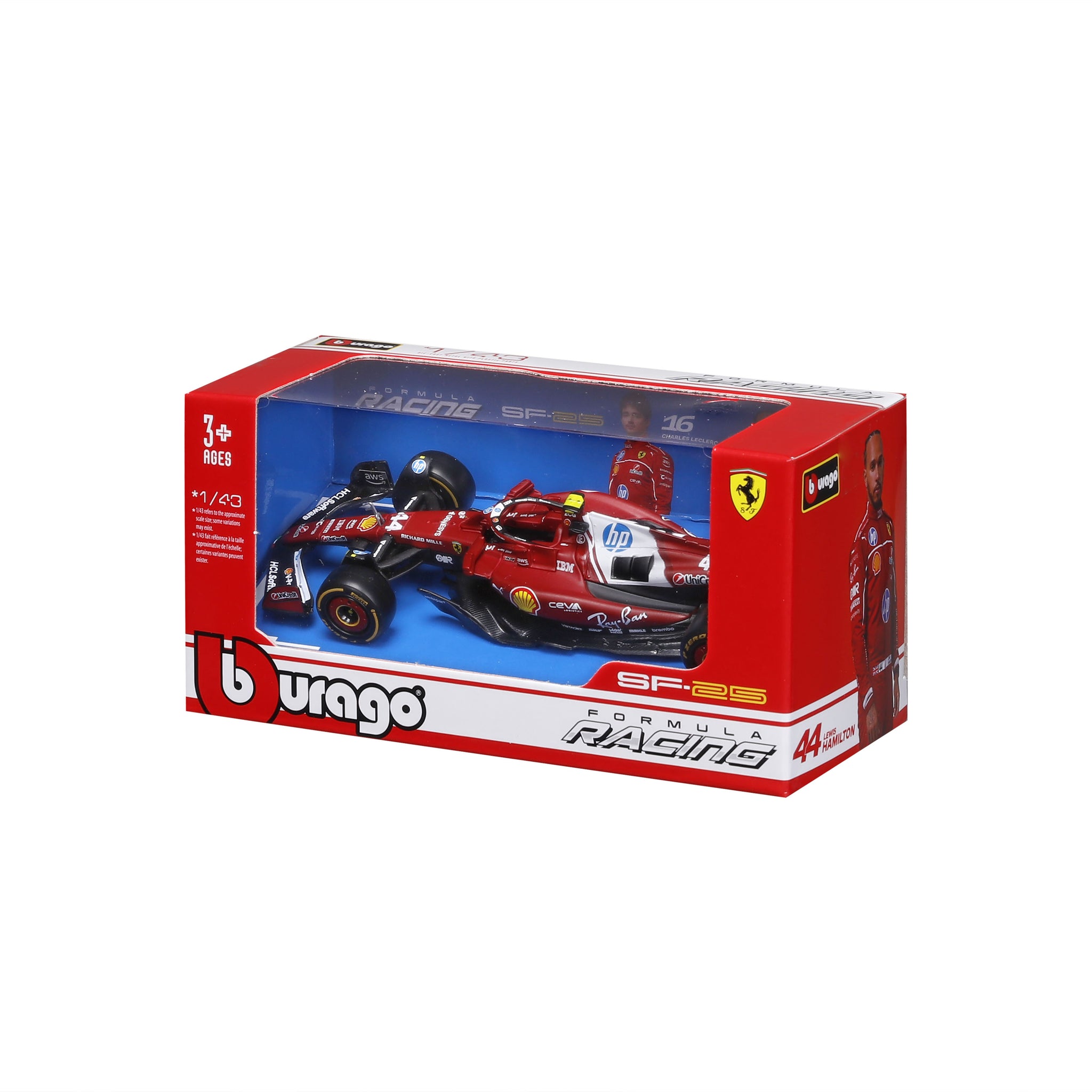 Bburago 1:43 Scale 2025 Scuderia Ferrari SF-25 Formula 1 #44 Lewis Hamilton Diecast Model Car