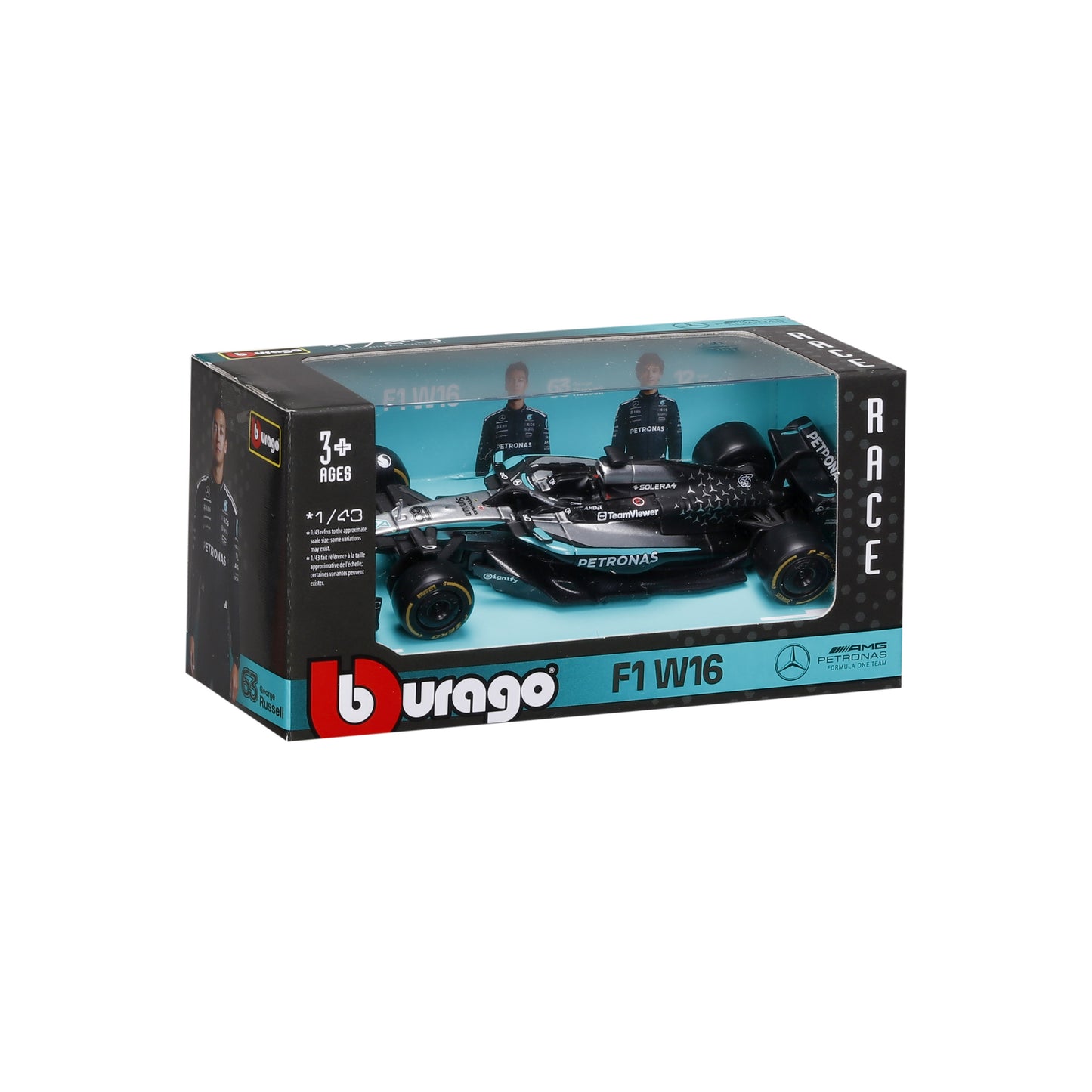 Bburago 1:43 Scale 2025 Mercedes-AMG F1 W16 E Performance #63 George Russell Diecast Model Car