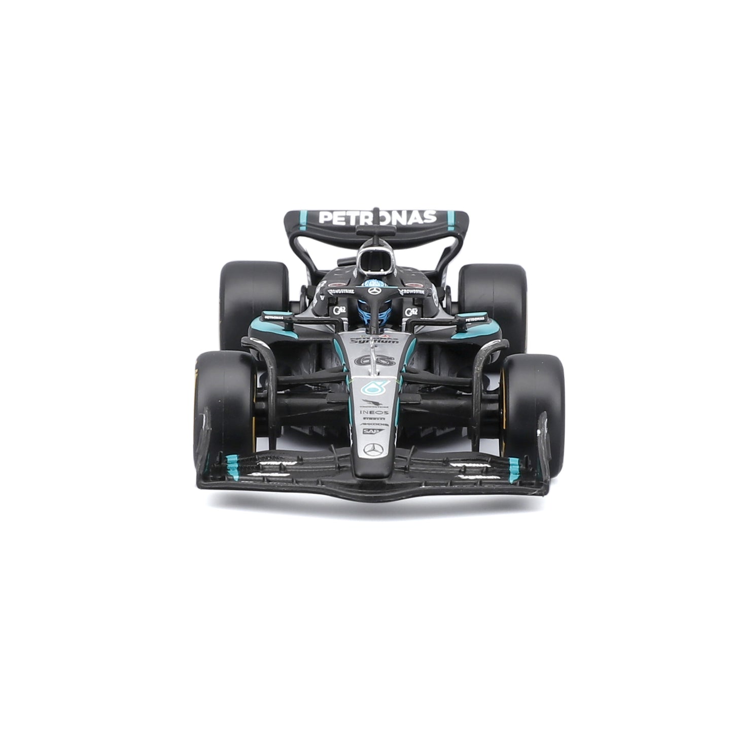 Bburago 1:43 Scale Diecast Model 2025 Mercedes-AMG F1 W16 Race Car - #63 George Russell With Display Case