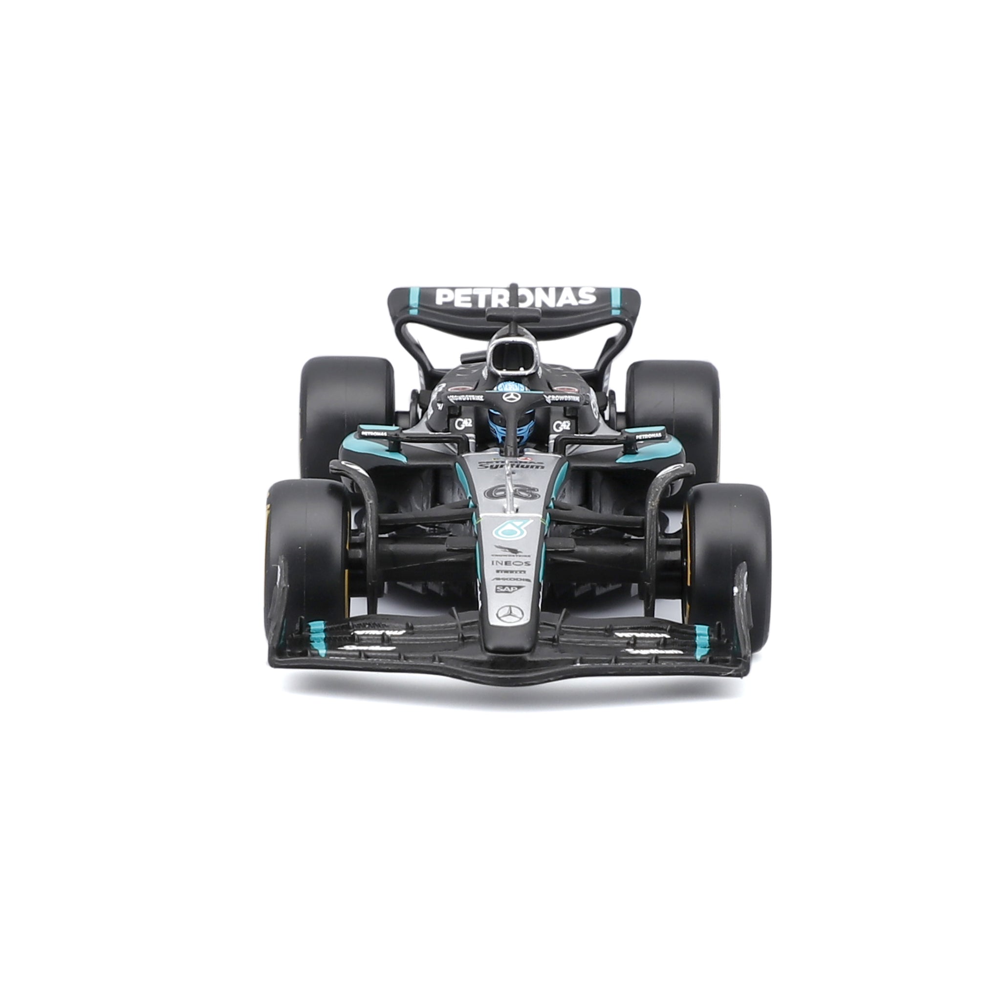 Bburago 1:43 Scale Diecast Model 2025 Mercedes-AMG F1 W16 Race Car - #63 George Russell With Display Case