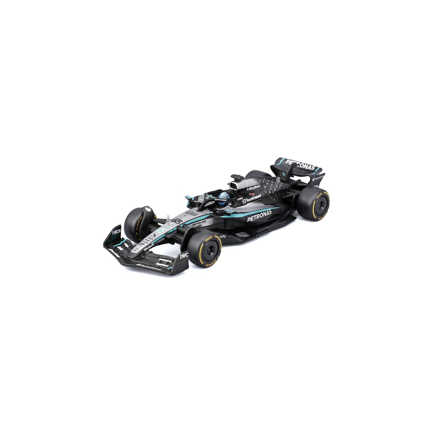 Bburago 1:43 Scale Diecast Model 2025 Mercedes-AMG F1 W16 Race Car - #63 George Russell With Display Case