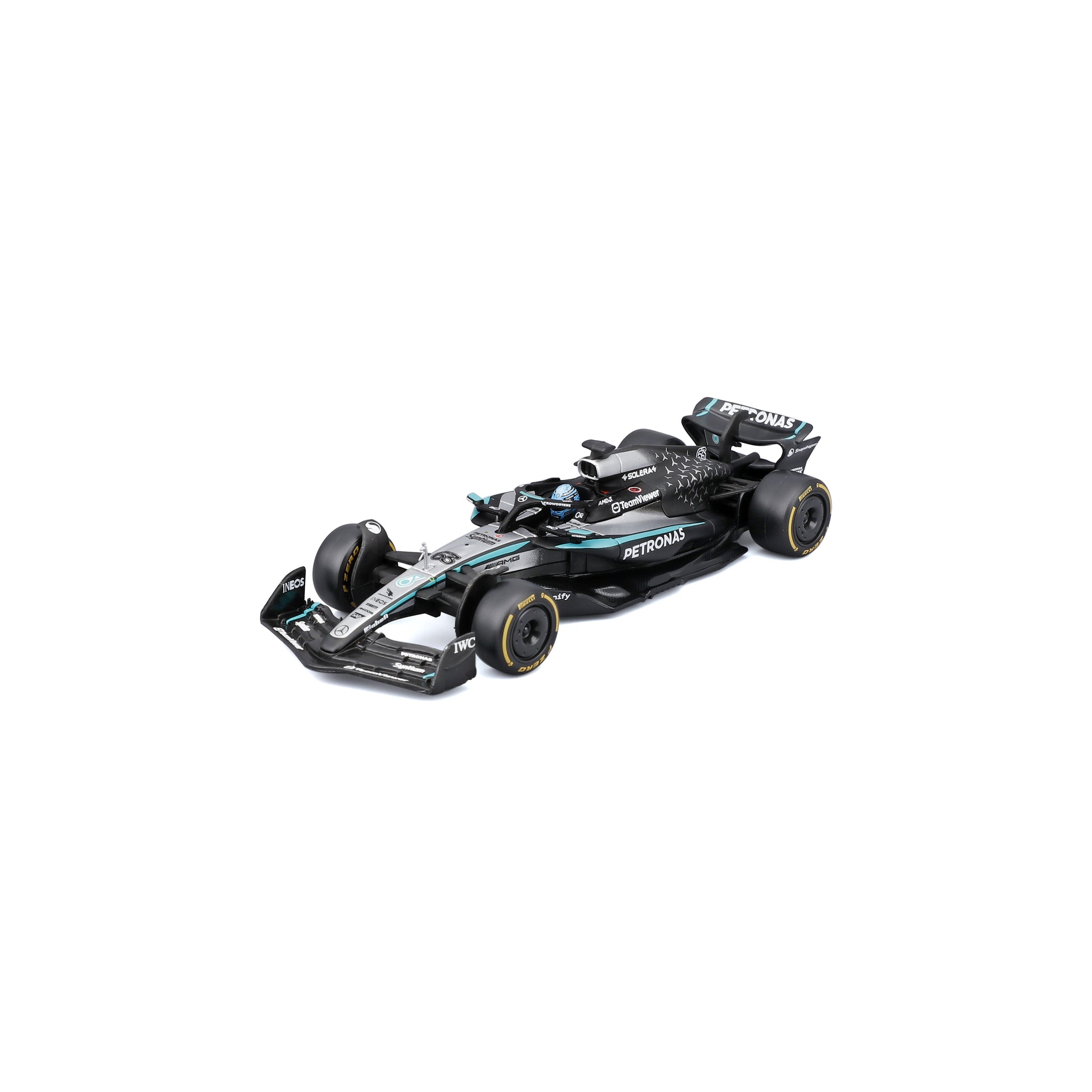 Bburago 1:43 Scale Diecast Model 2025 Mercedes-AMG F1 W16 Race Car - #63 George Russell With Display Case