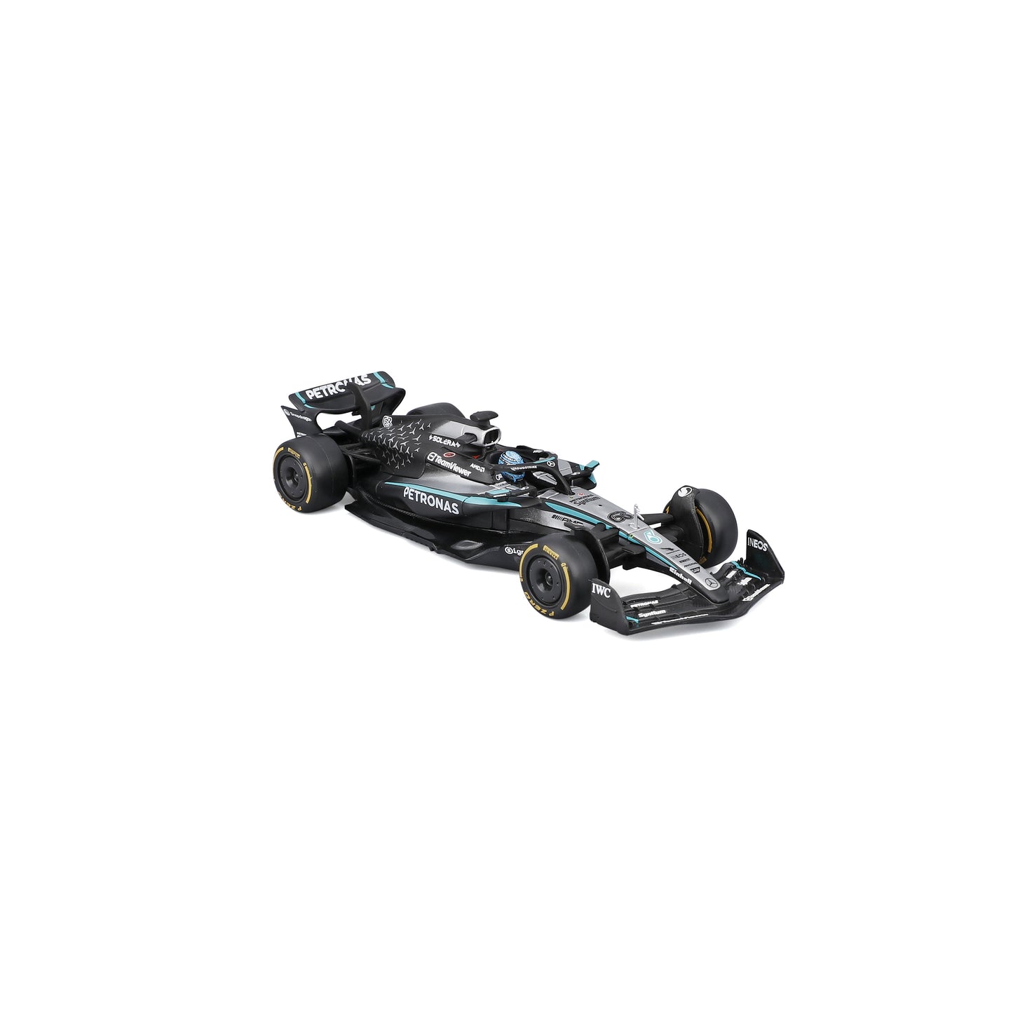 Bburago 1:43 Scale Diecast Model 2025 Mercedes-AMG F1 W16 Race Car - #63 George Russell With Display Case