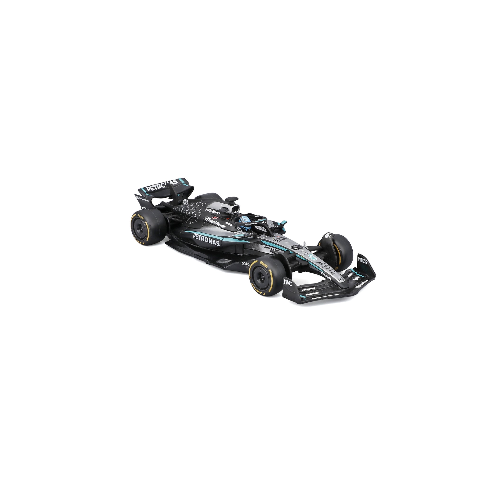 Bburago 1:43 Scale Diecast Model 2025 Mercedes-AMG F1 W16 Race Car - #63 George Russell With Display Case
