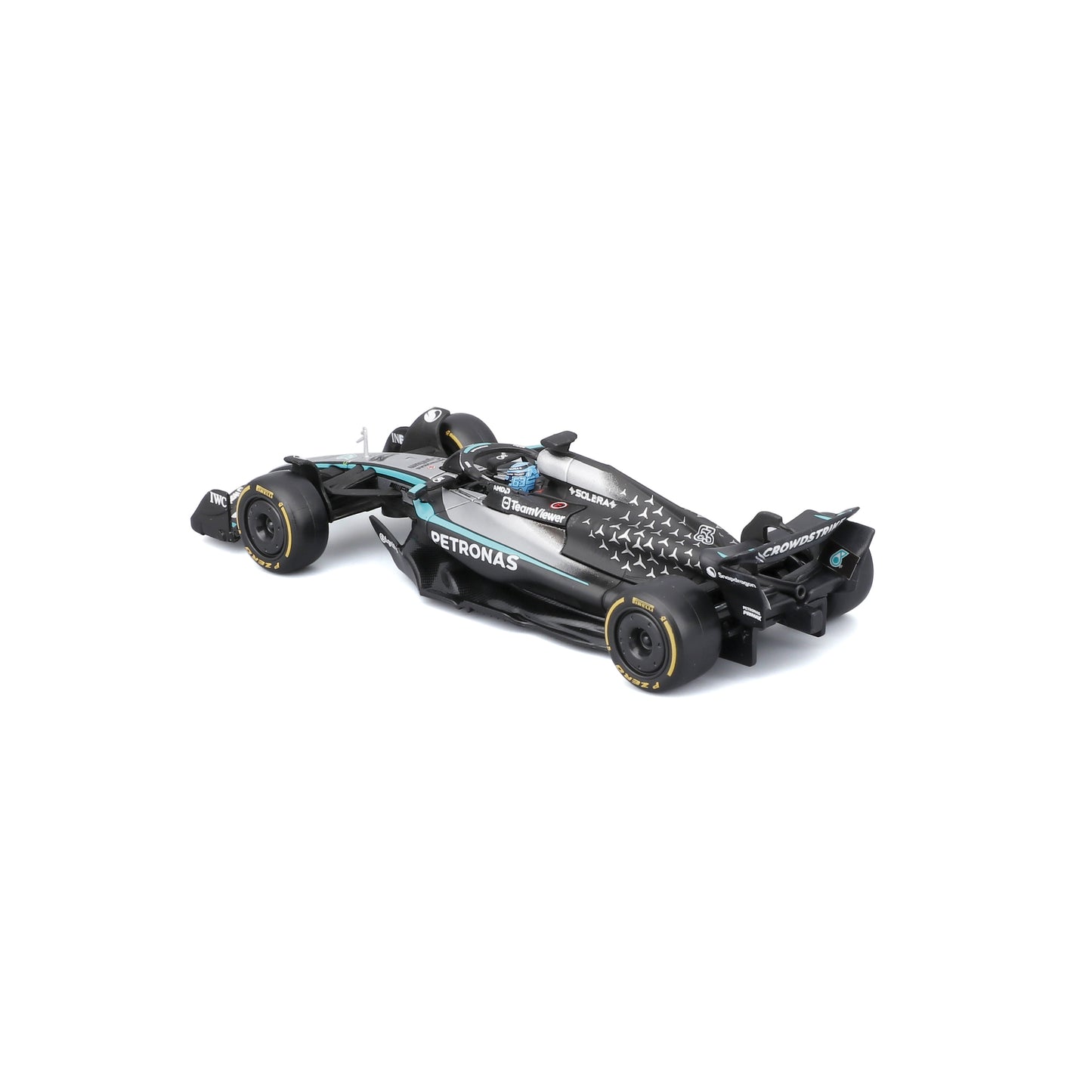 Bburago 1:43 Scale Diecast Model 2025 Mercedes-AMG F1 W16 Race Car - #63 George Russell With Display Case