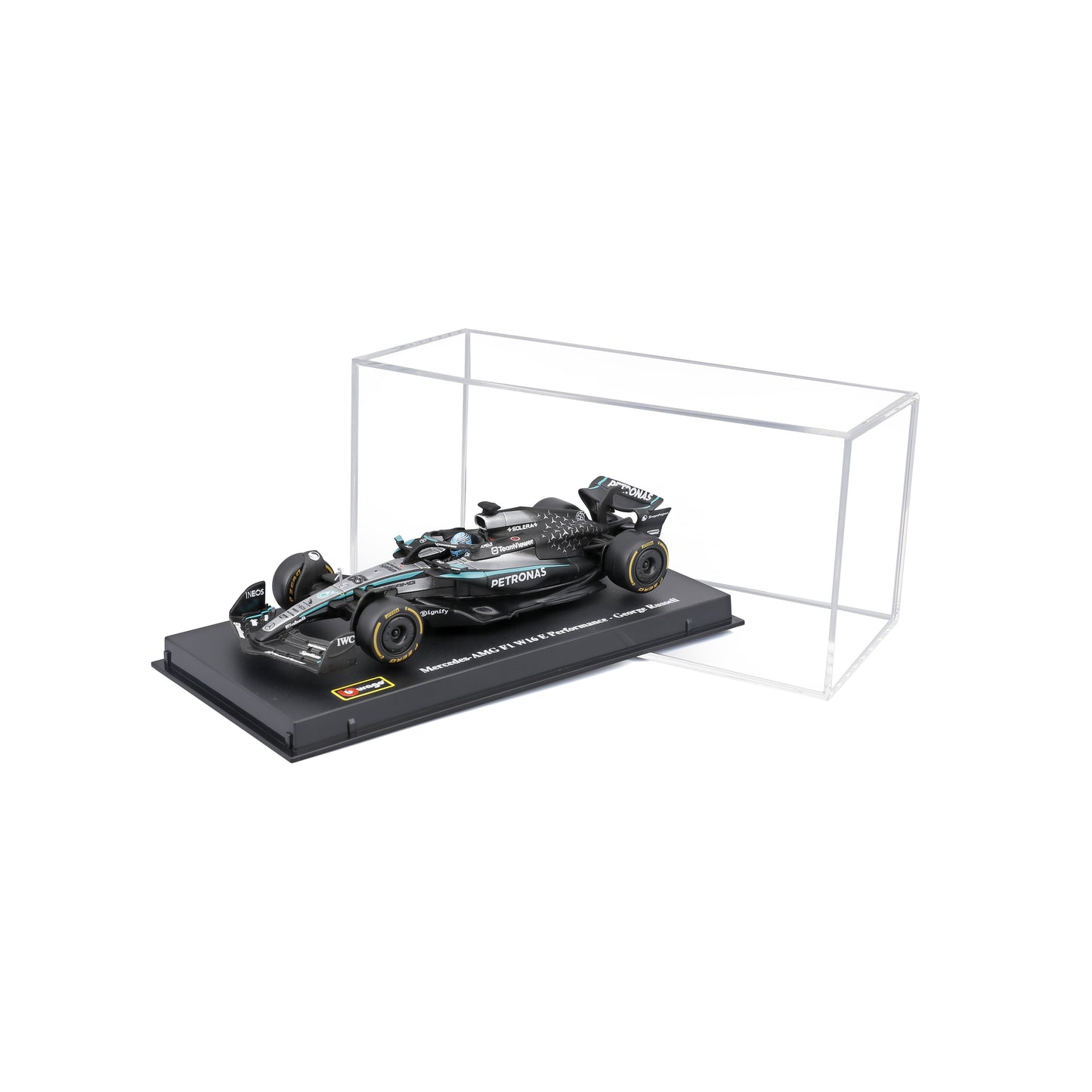 Bburago 1:43 Scale Diecast Model 2025 Mercedes-AMG F1 W16 Race Car - #63 George Russell With Display Case