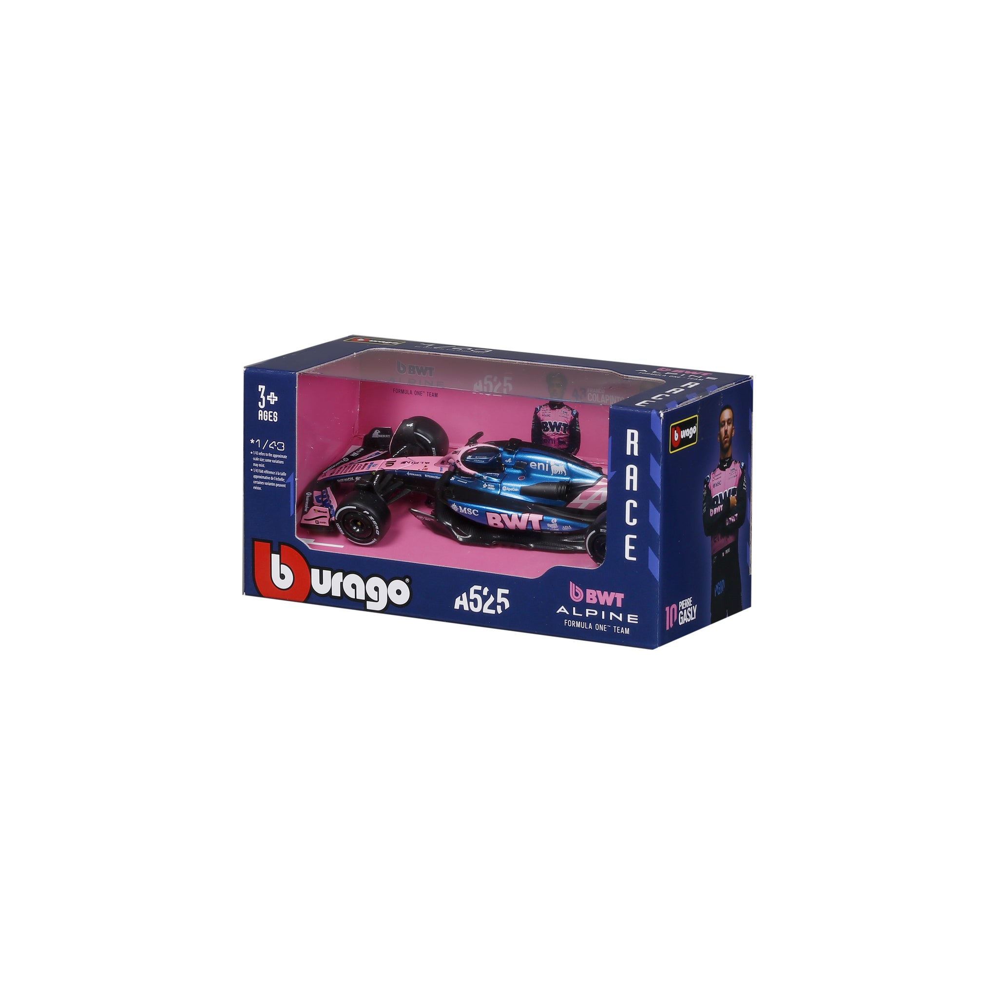 Bburago 1/43 Scale Diecast 2025 BWT Alpine F1 Team A525 - #10 Pierre Gasly Model Race Car